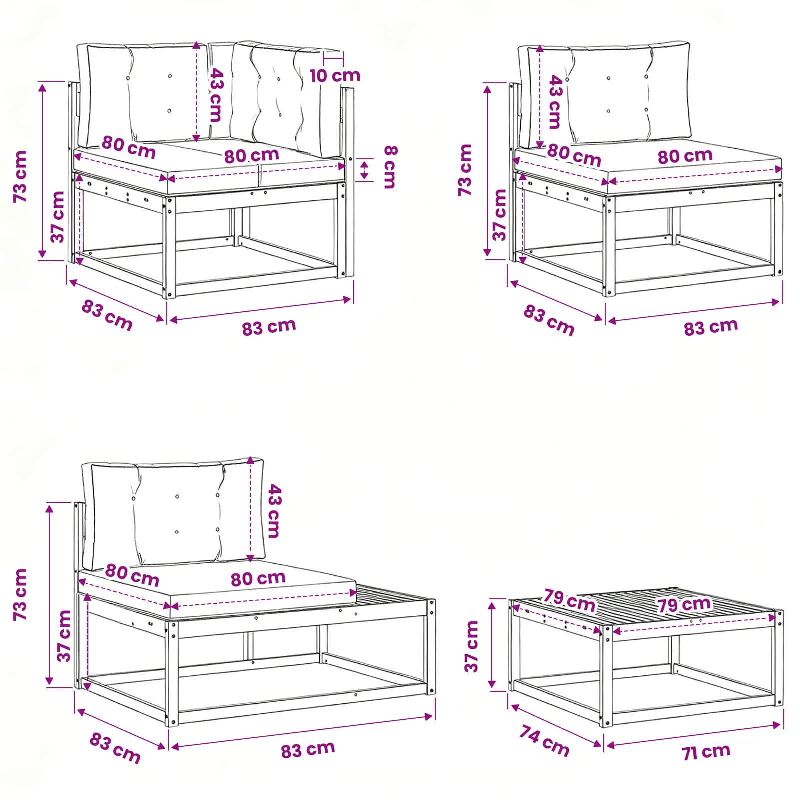 Set vanjskih sofa Prirodna i bež