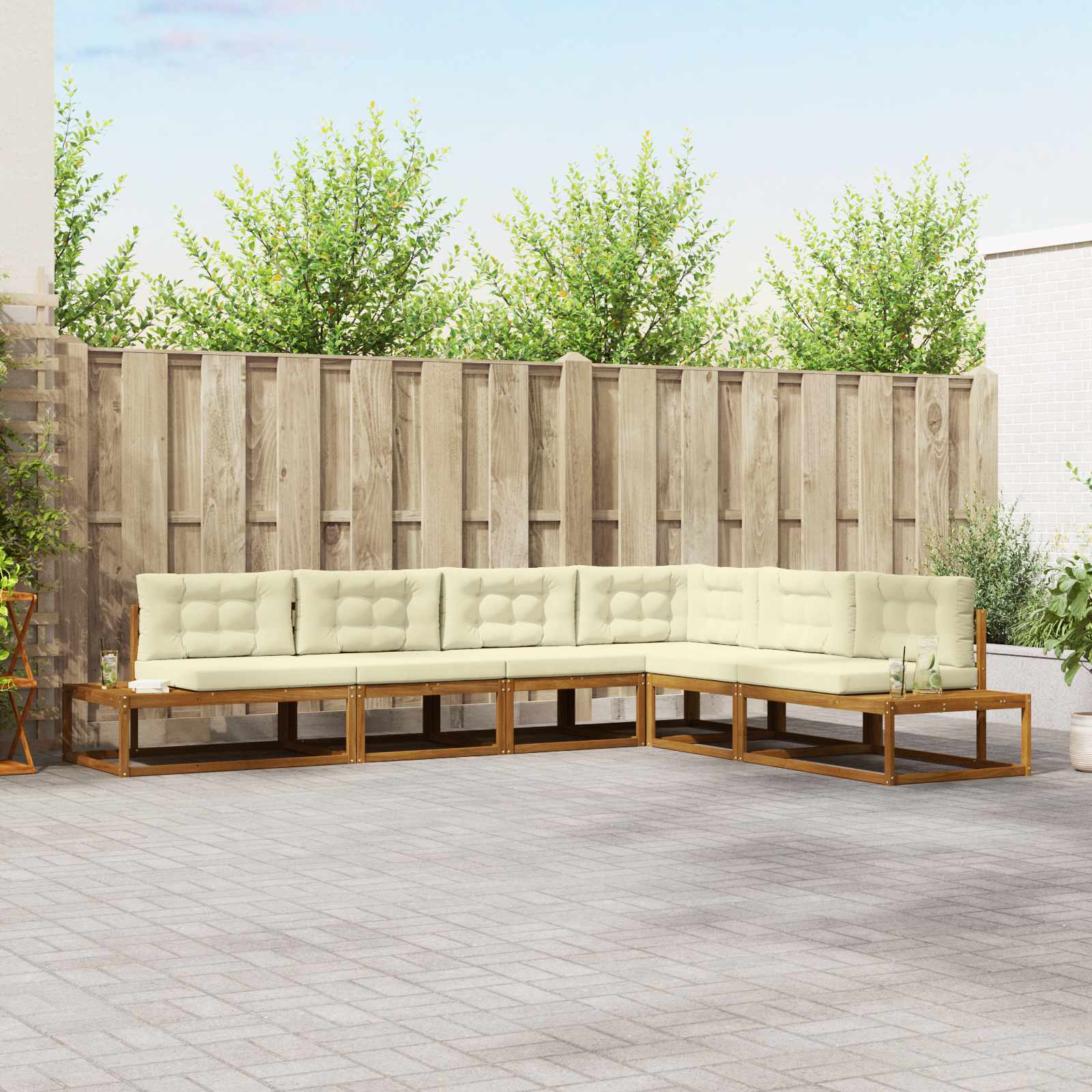 Set vanjskih sofa Prirodna i krem