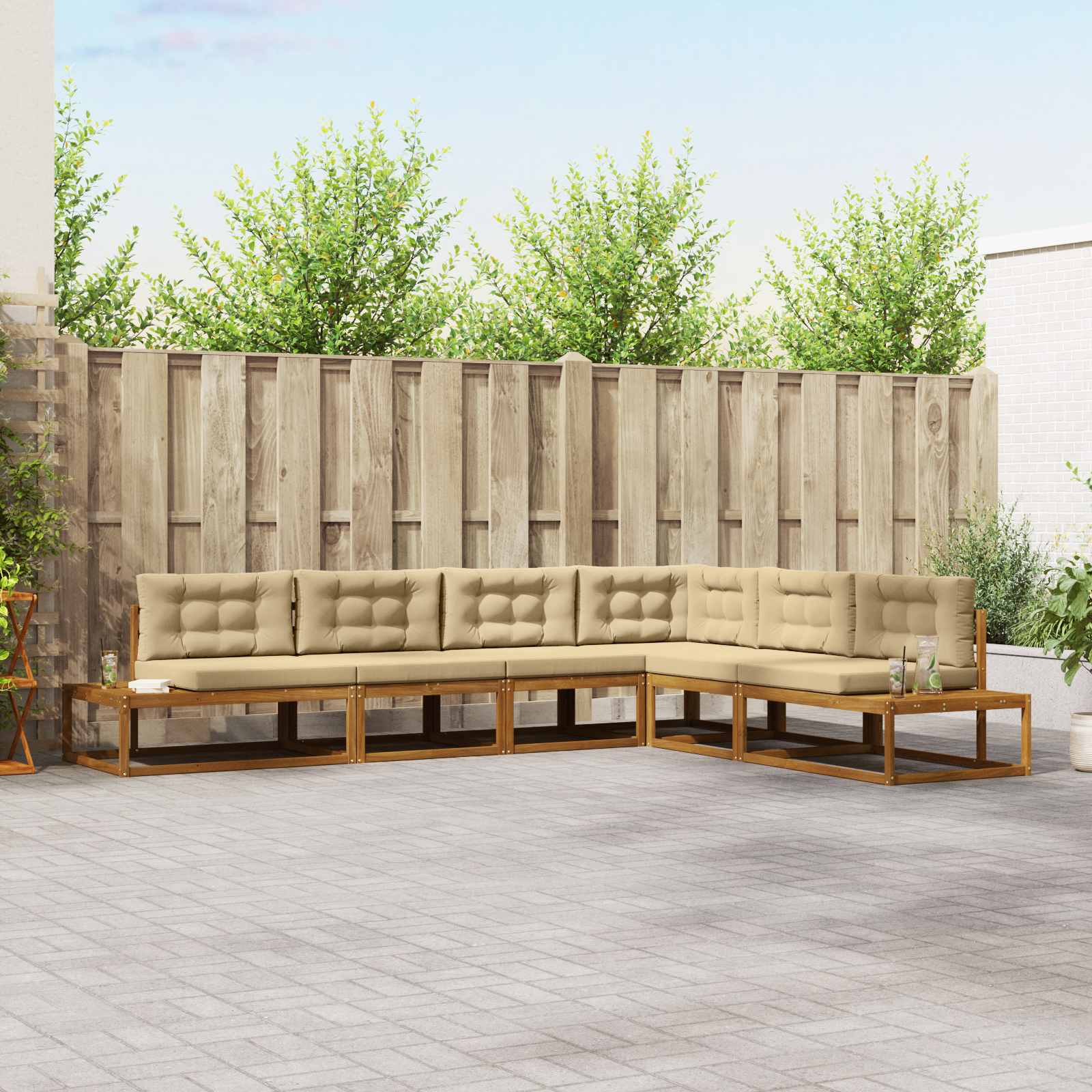 Set vanjskih sofa Prirodna i bež