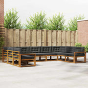 Set vanjskih sofa 9 kom. Prirodna i antracit Smeđa 404 x 251,5 x 73 cm