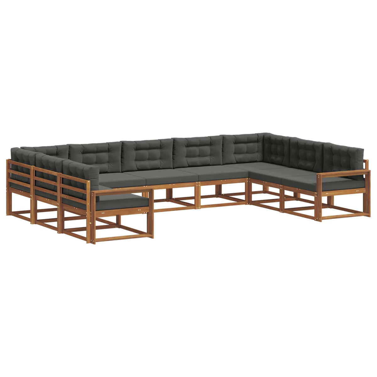 Set vanjskih sofa 9 kom. Prirodna i antracit Smeđa 404 x 251,5 x 73 cm