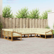 Set vanjskih sofa 9 kom. Prirodna i krem Smeđa 404 x 245,5 x 73 cm