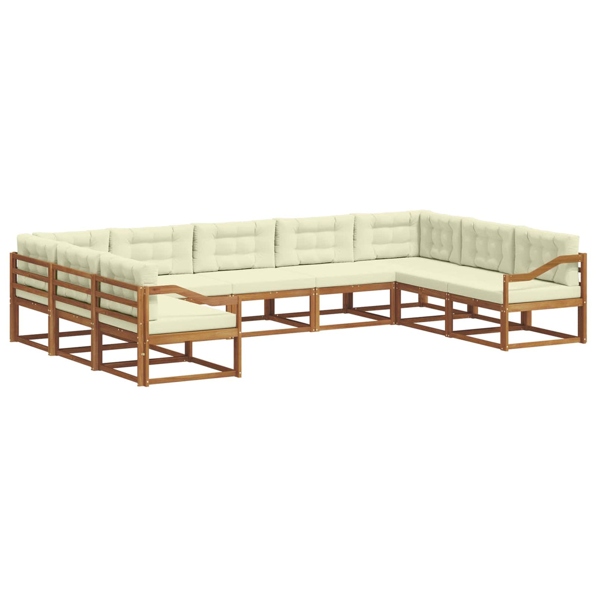 Set vanjskih sofa 9 kom. Prirodna i krem Smeđa 404 x 245,5 x 73 cm