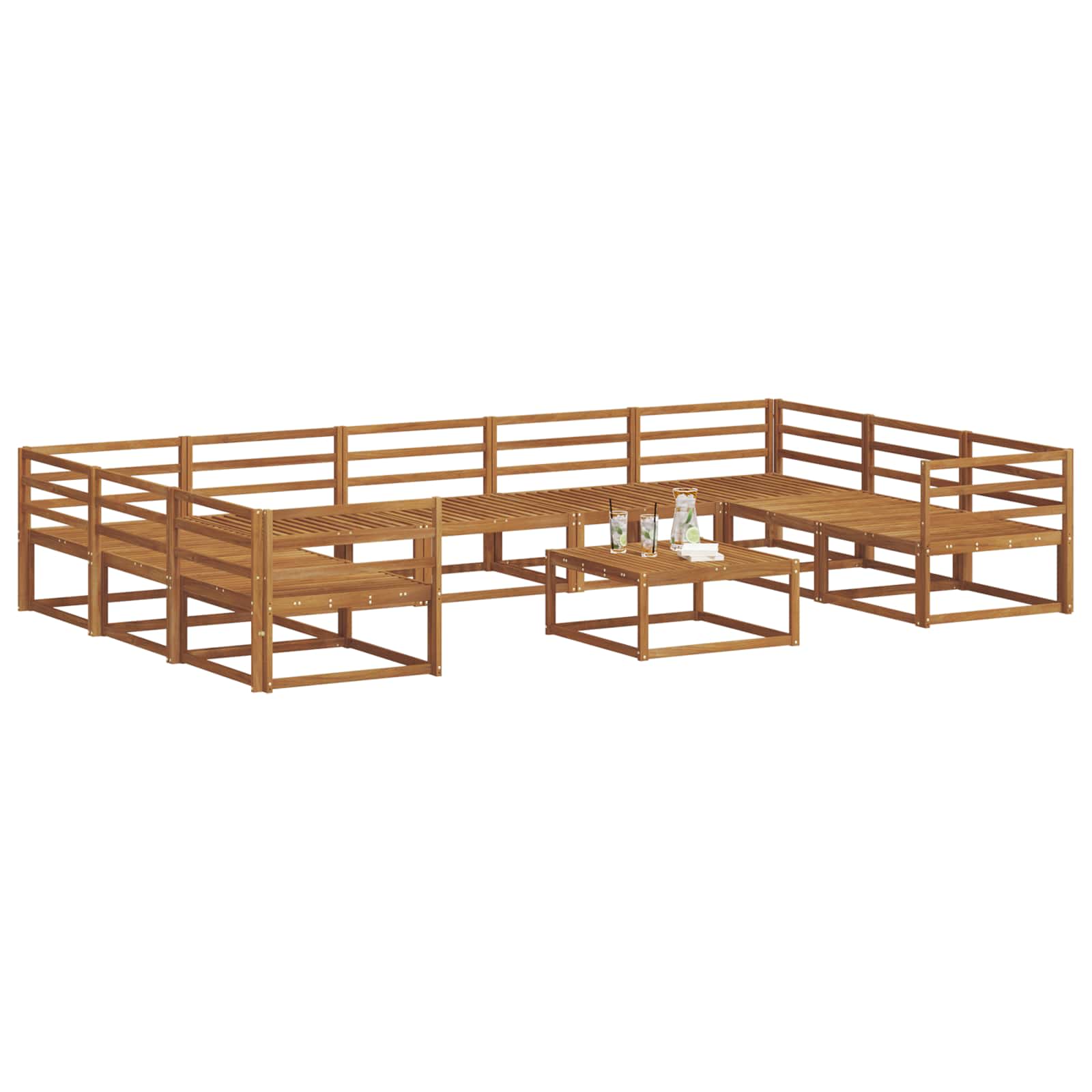 Set vanjskih sofa 10 pcs Prirodna Čvrsto drvo akacije