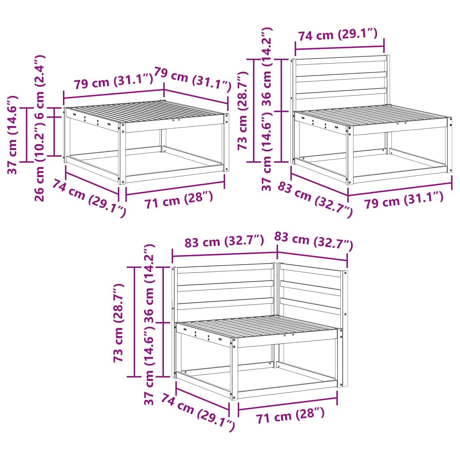 Set vanjskih sofa 10 pcs Prirodna Čvrsto drvo akacije