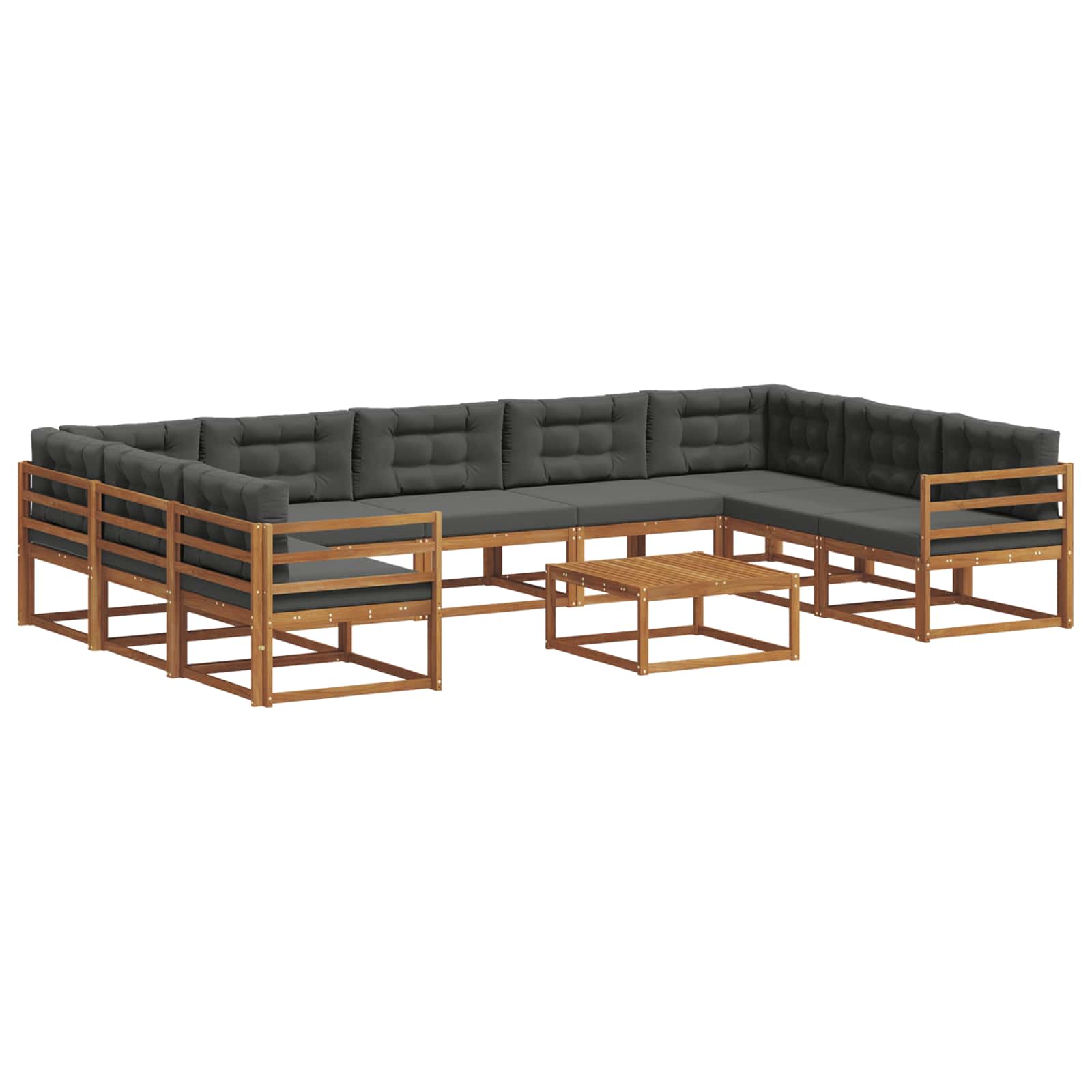 Set vanjskih sofa s jastukom 10 pcs Prirodna i antracit