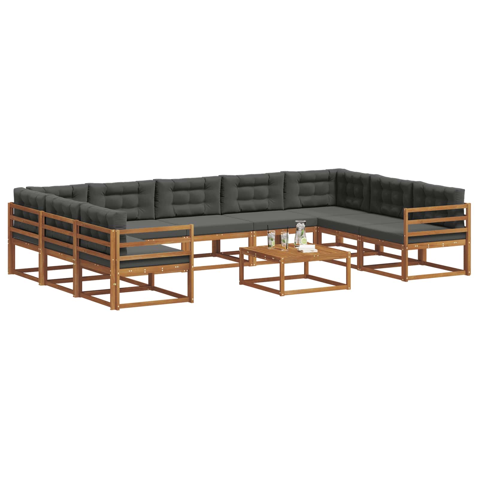 Set vanjskih sofa s jastukom 10 pcs Prirodna i antracit