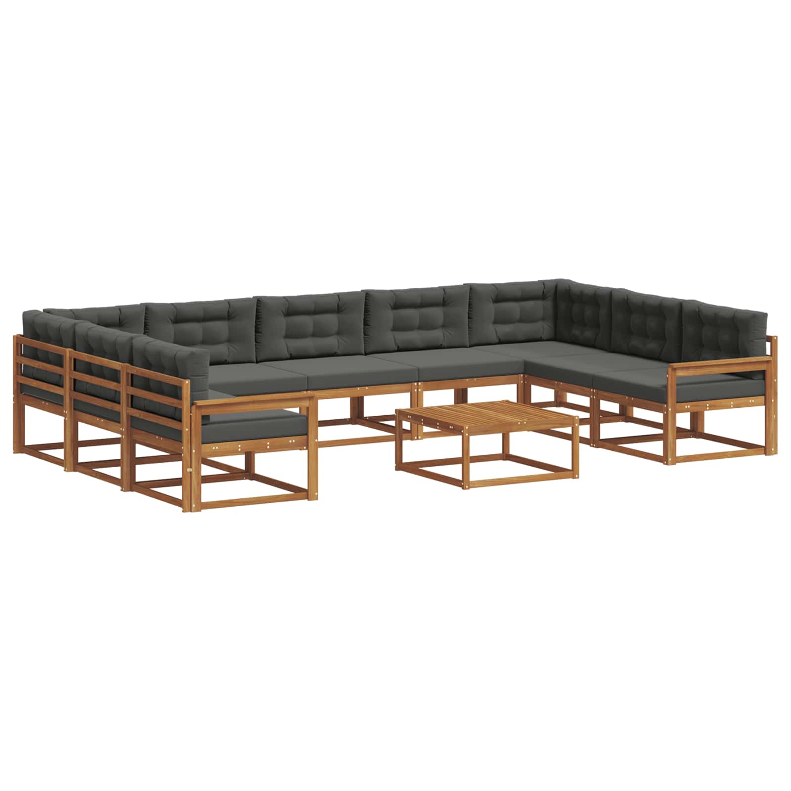 Set vanjskih sofa s jastukom 10 pcs Prirodna i antracit