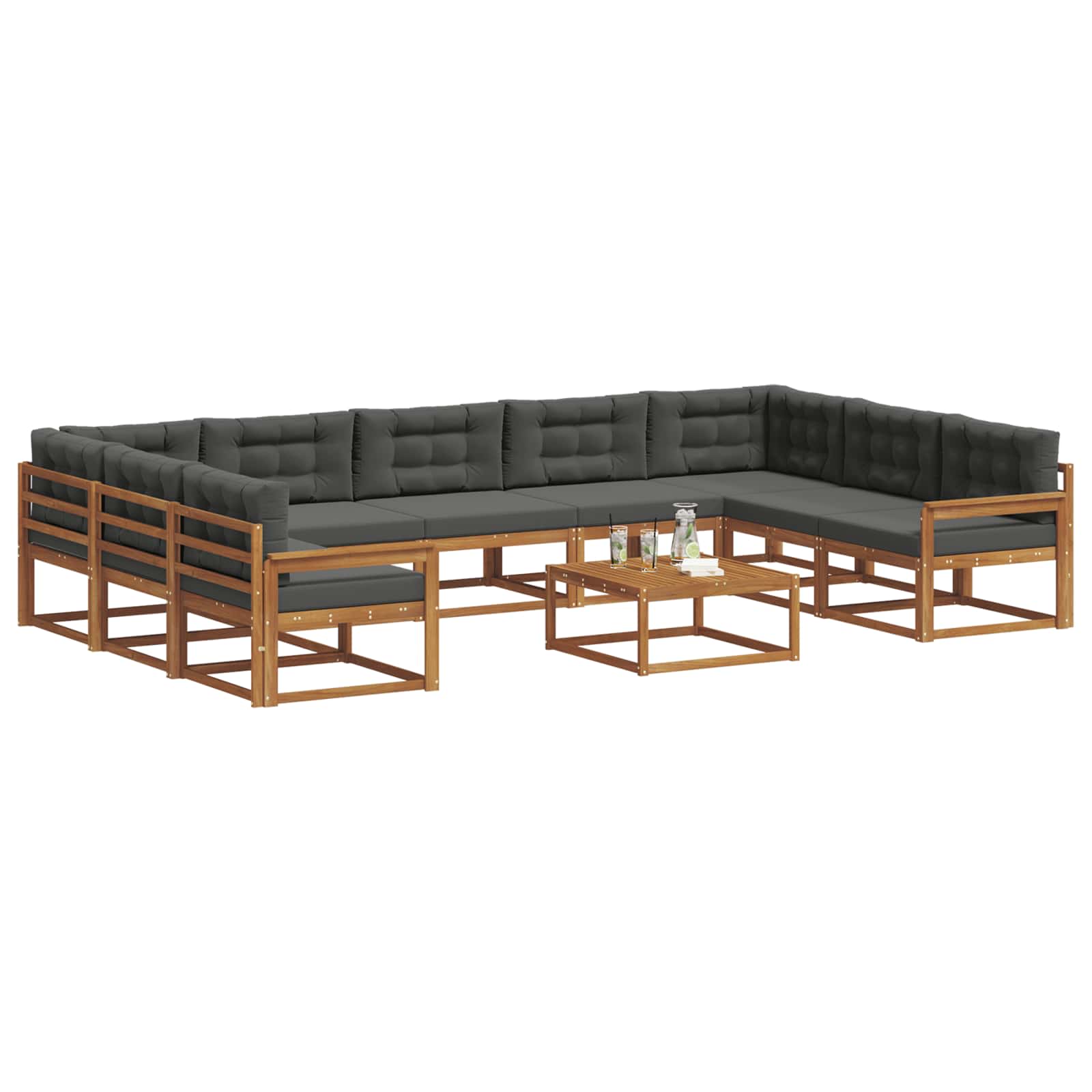 Set vanjskih sofa s jastukom 10 pcs Prirodna i antracit