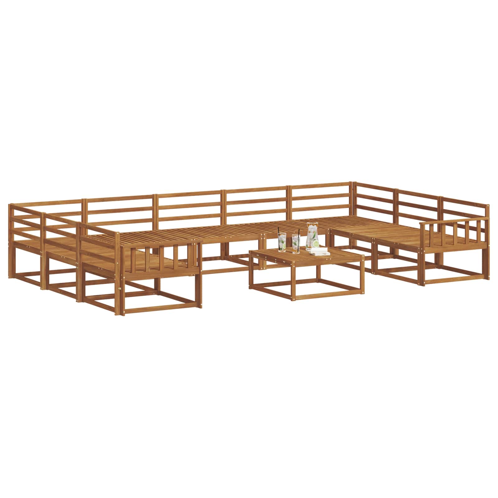Set vanjskih sofa 10 pcs Prirodna Čvrsto drvo akacije