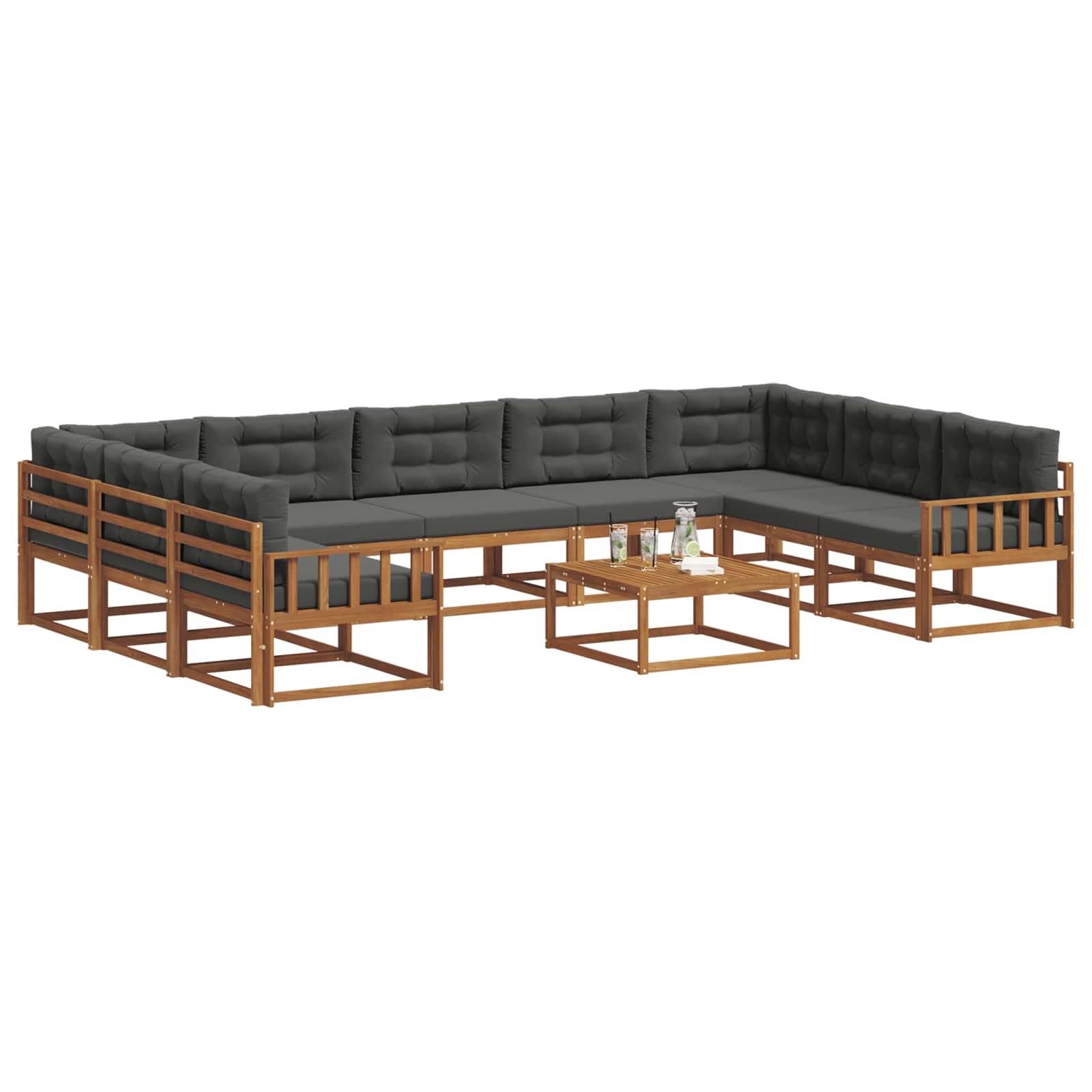 Set vanjskih sofa s jastukom 10 pcs Prirodna i antracit