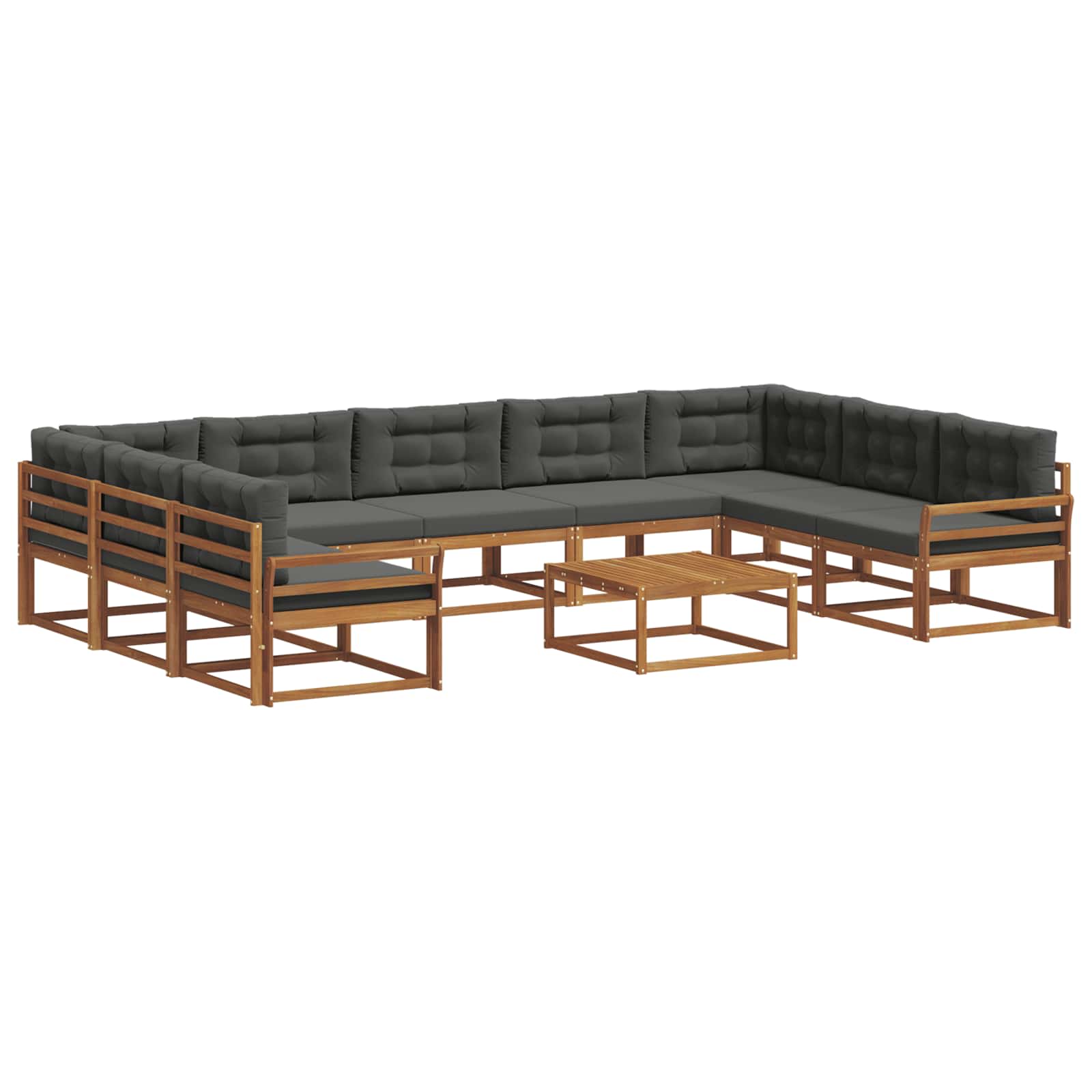 Set vanjskih sofa s jastukom 10 pcs Prirodna i antracit