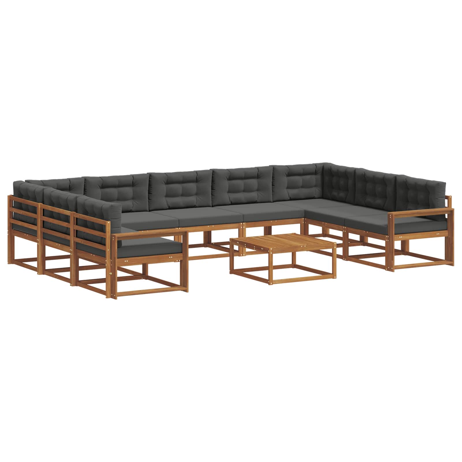 Set vanjskih sofa s jastukom 10 pcs Prirodna i antracit