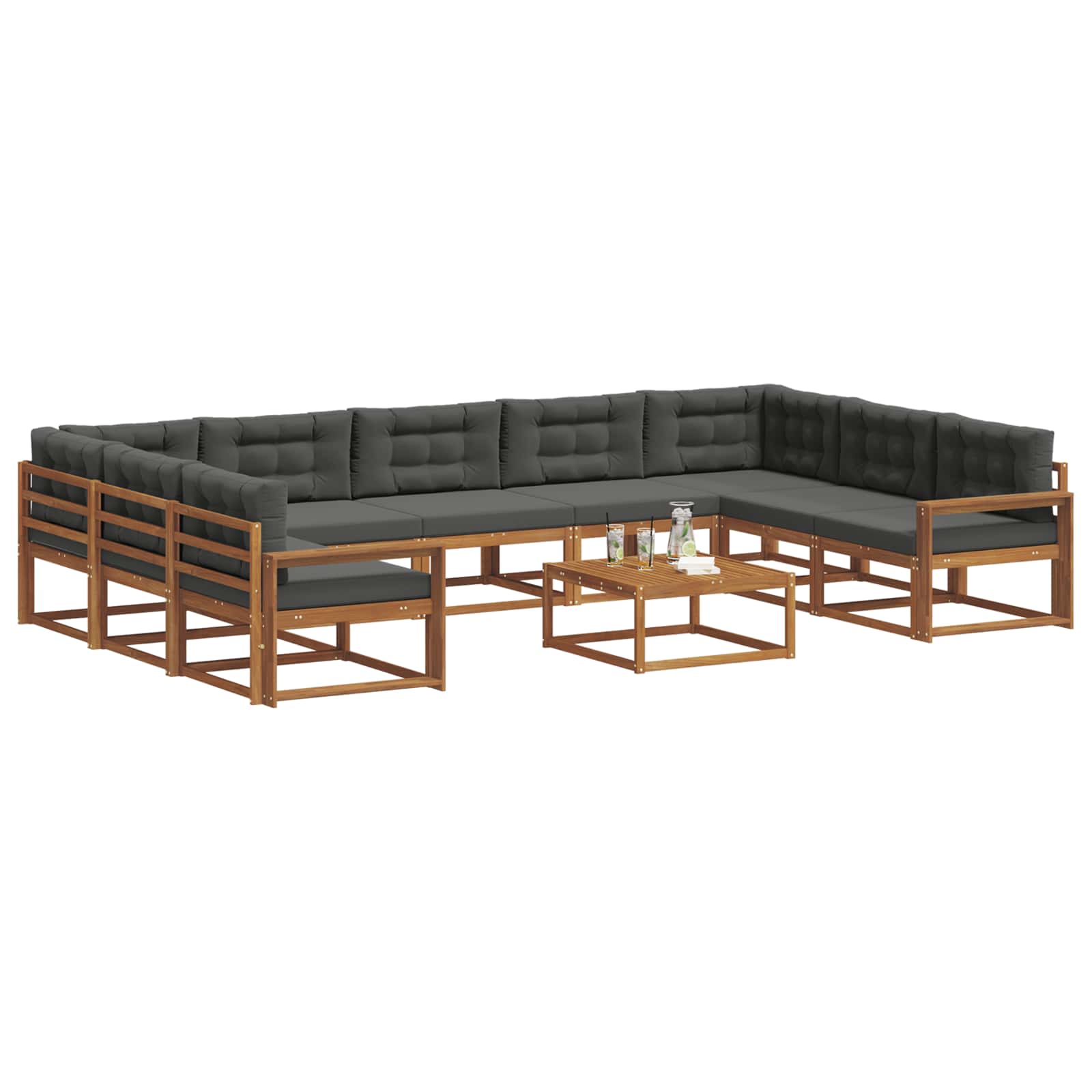Set vanjskih sofa s jastukom 10 pcs Prirodna i antracit