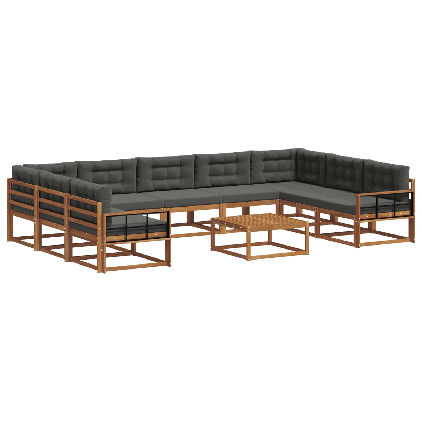 Set vanjskih sofa s jastukom 10 pcs Prirodna i antracit