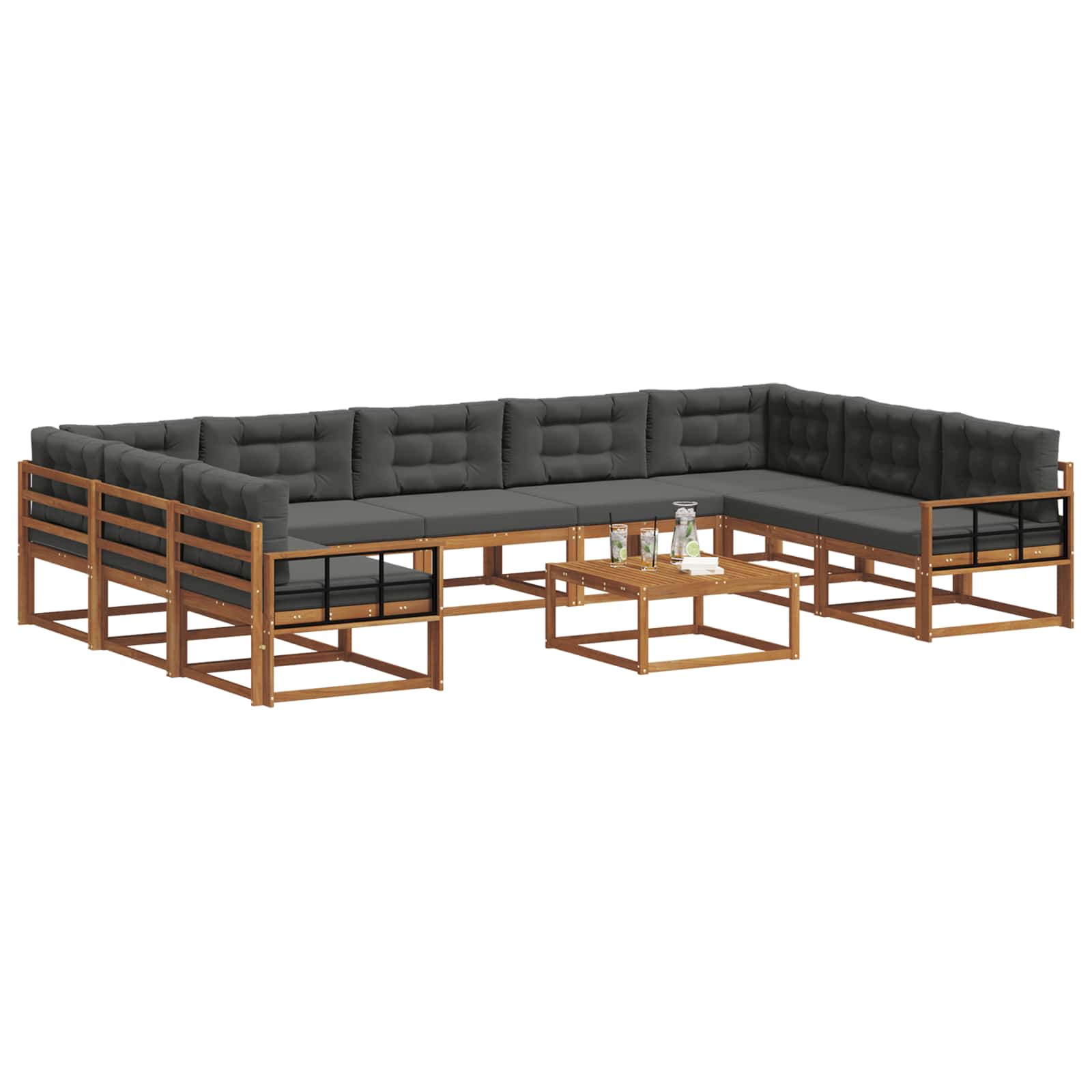 Set vanjskih sofa s jastukom 10 pcs Prirodna i antracit