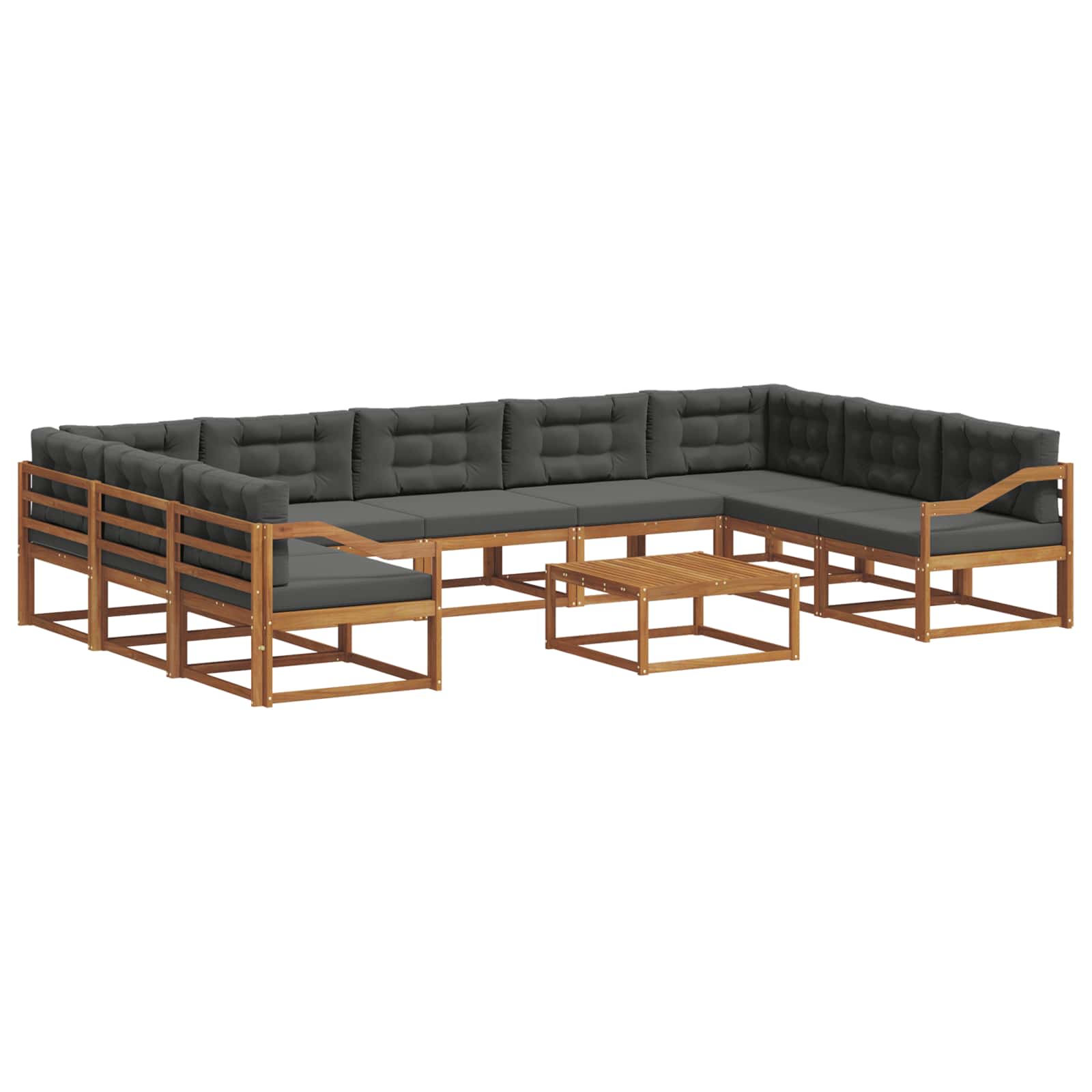 Set vanjskih sofa s jastukom 10 pcs Prirodna i antracit