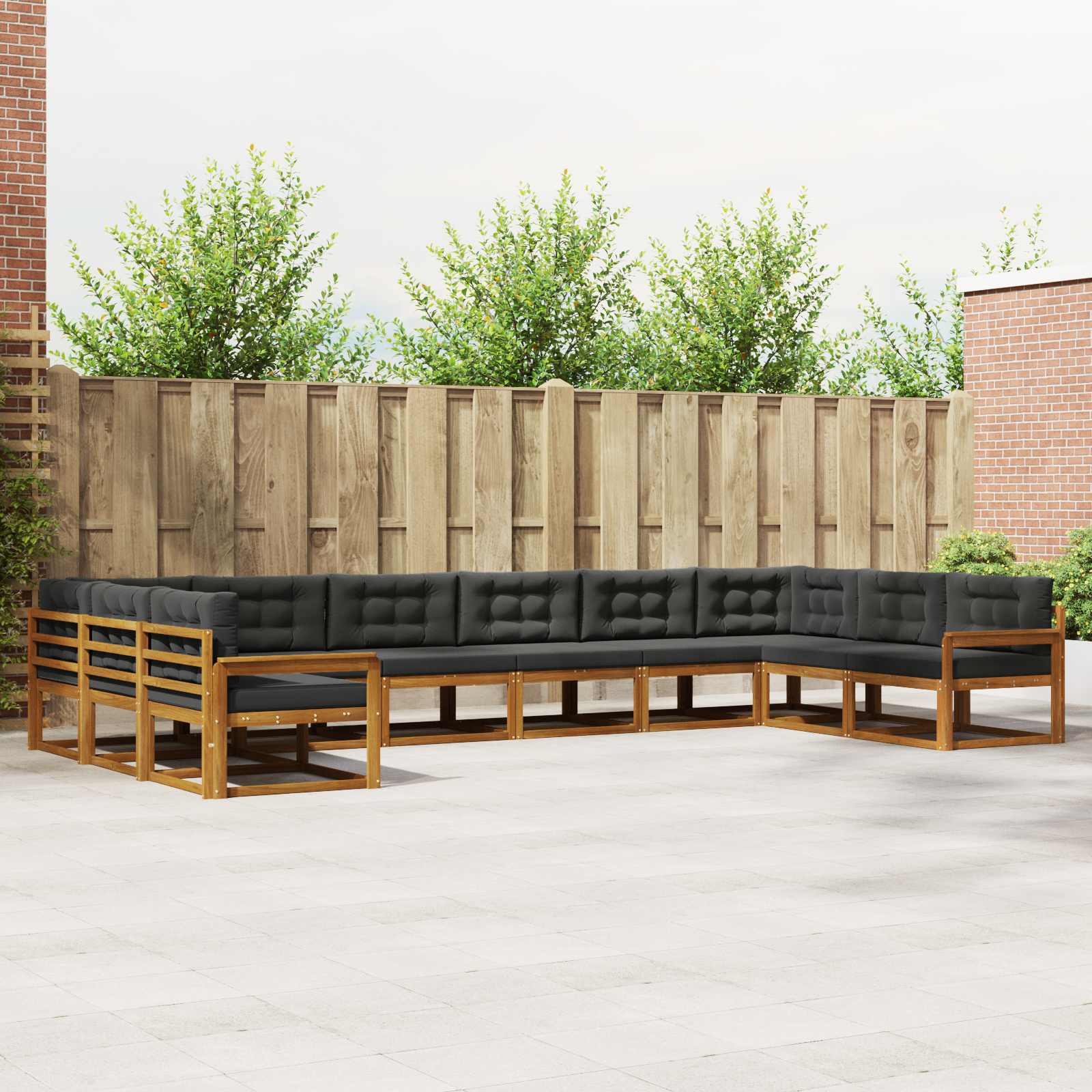 Set vanjskih sofa s jastukom 10 pcs Prirodna i antracit