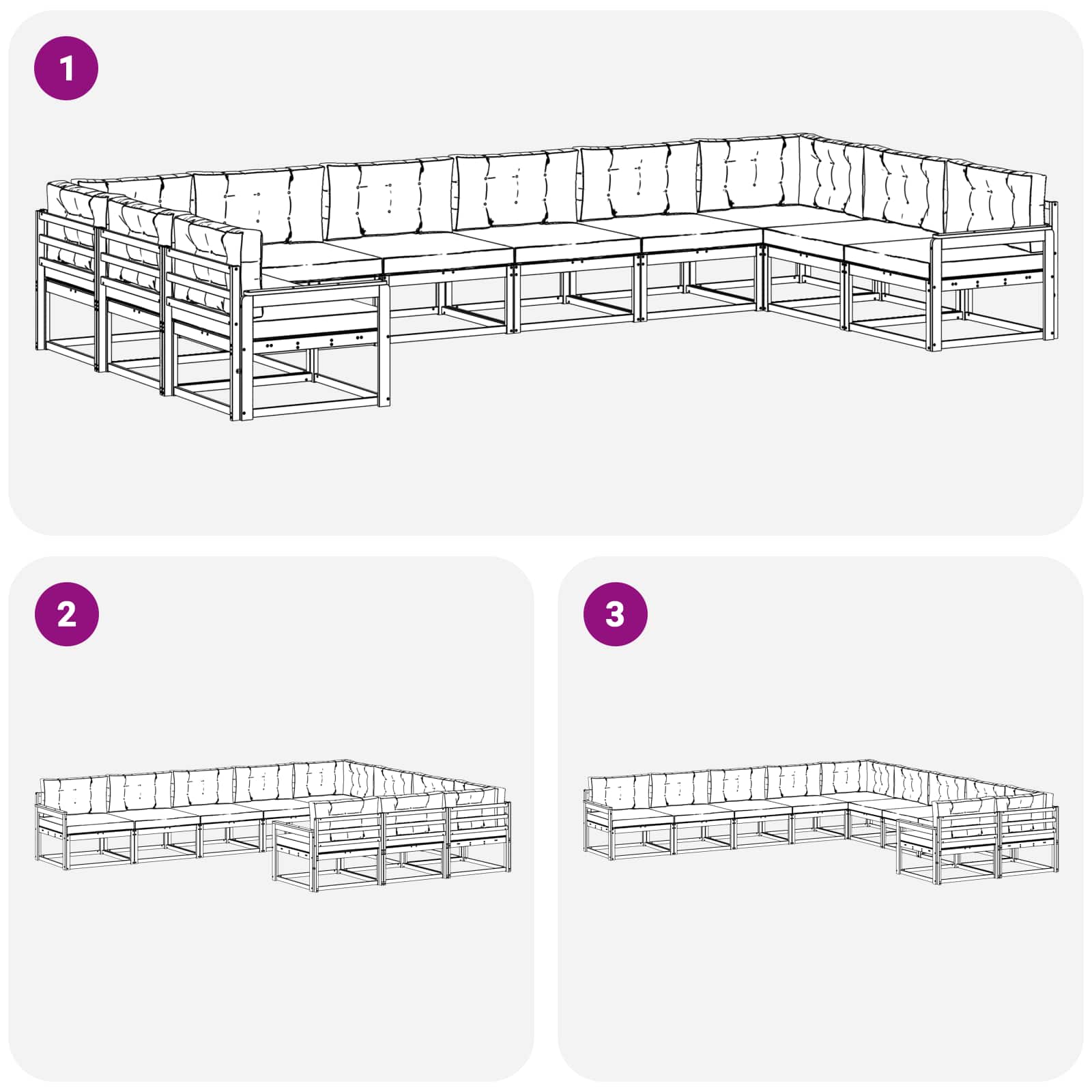 Set vanjskih sofa s jastukom 10 pcs Prirodna i antracit