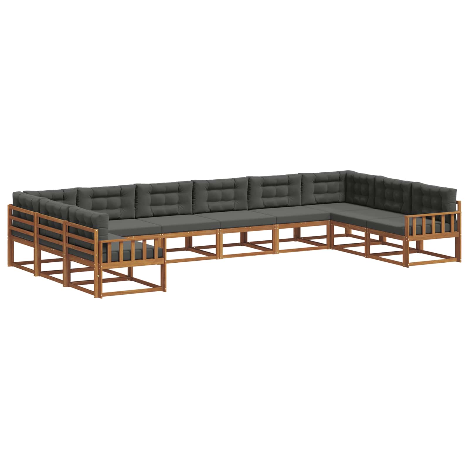 Set vanjskih sofa s jastukom 10 pcs Prirodna i antracit