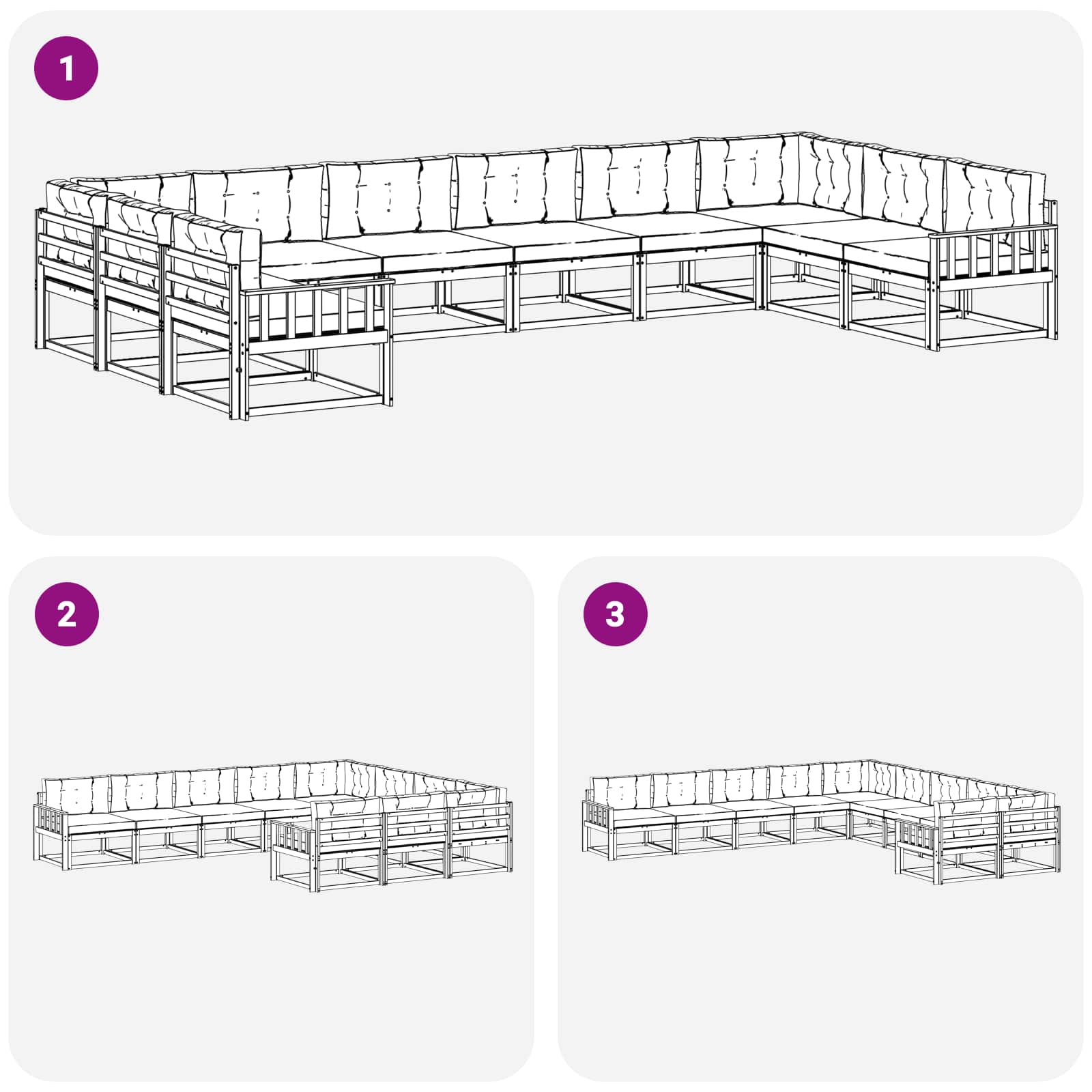Set vanjskih sofa s jastukom 10 pcs Prirodna i antracit