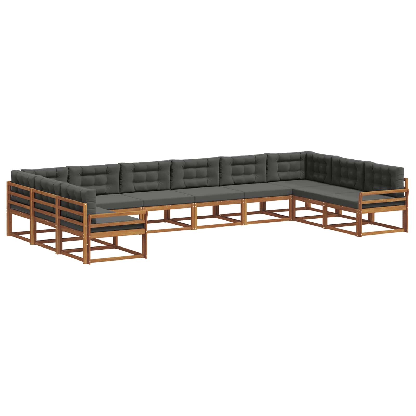 Set vanjskih sofa s jastukom 10 pcs Prirodna i antracit