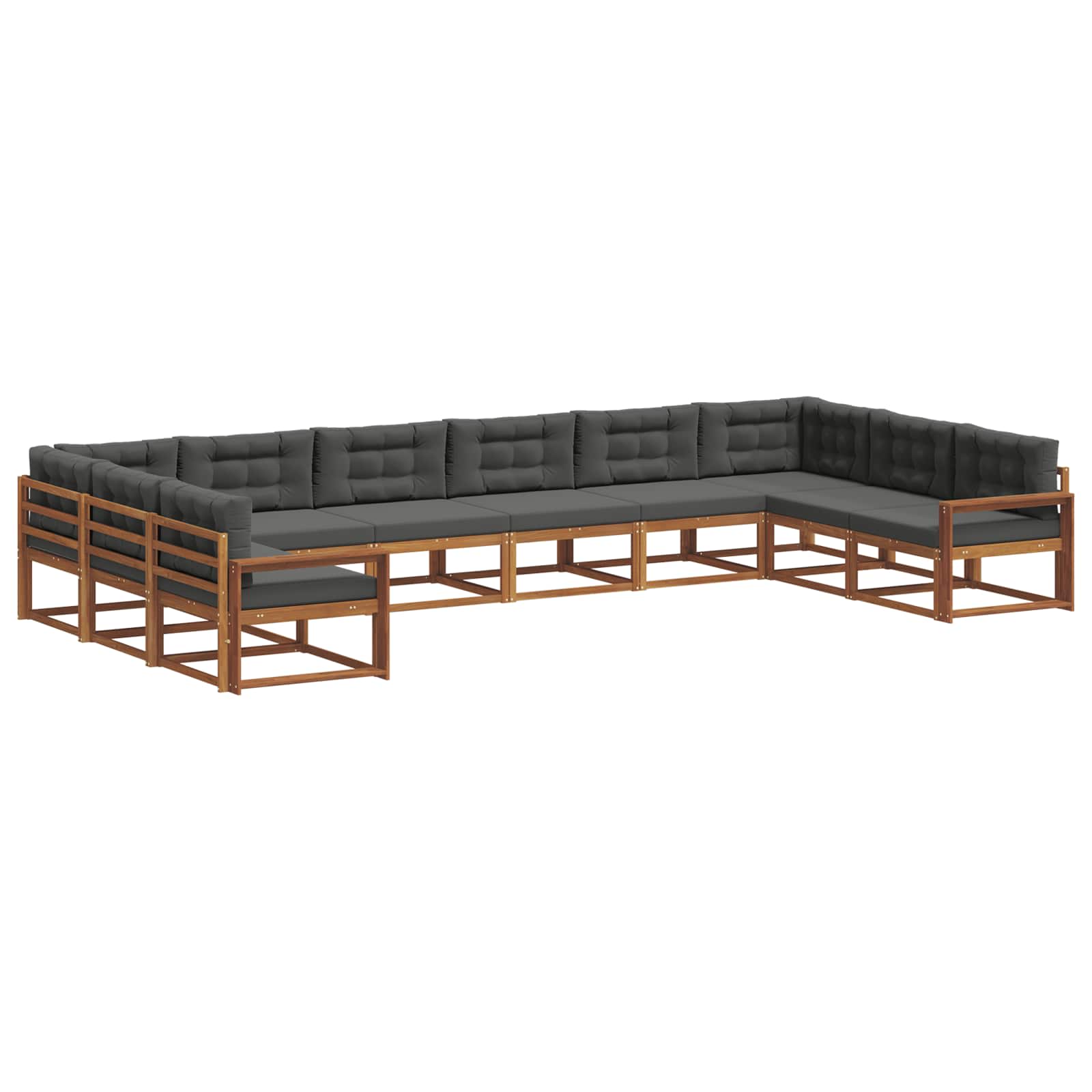Set vanjskih sofa s jastukom 10 pcs Prirodna i antracit