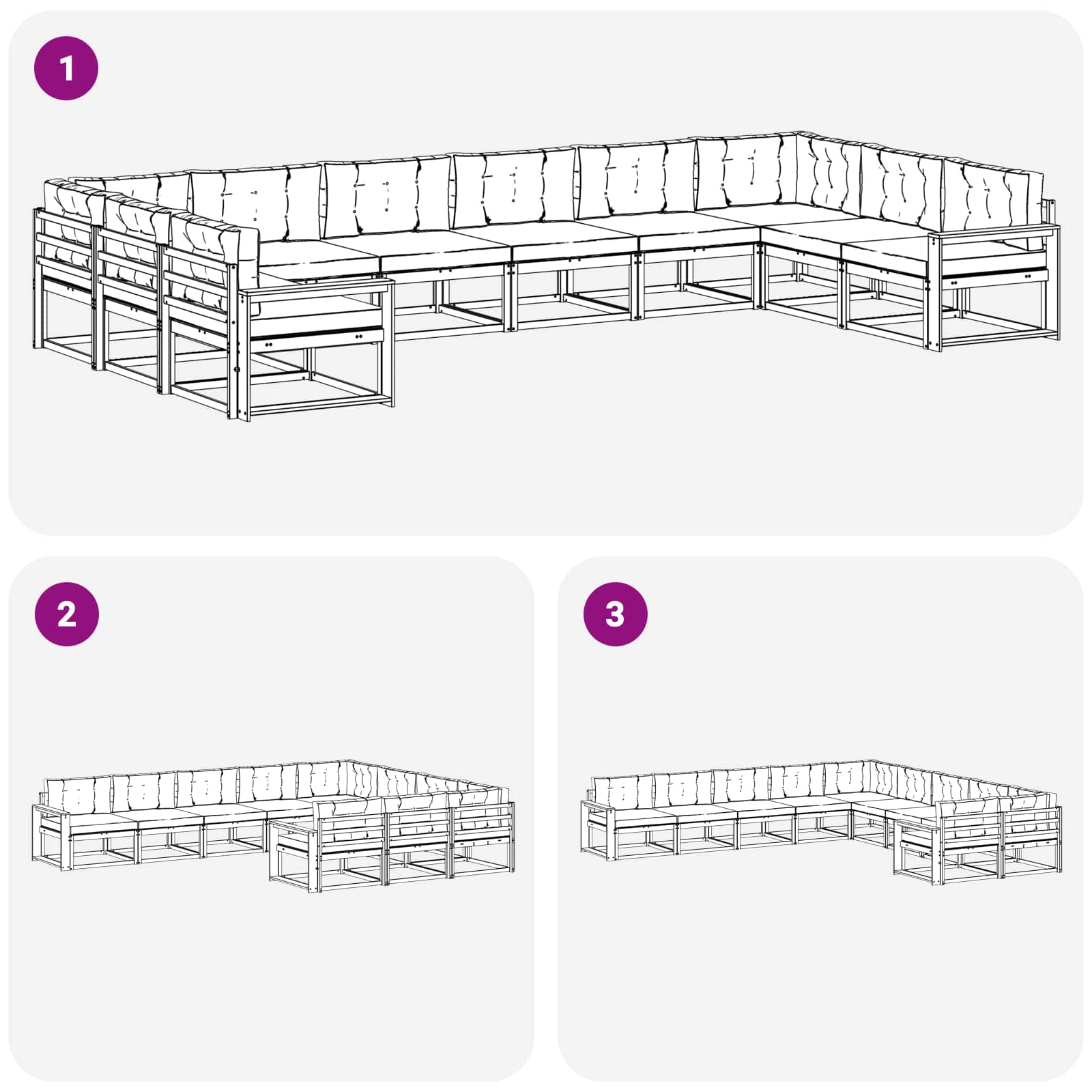 Set vanjskih sofa s jastukom 10 pcs Prirodna i antracit