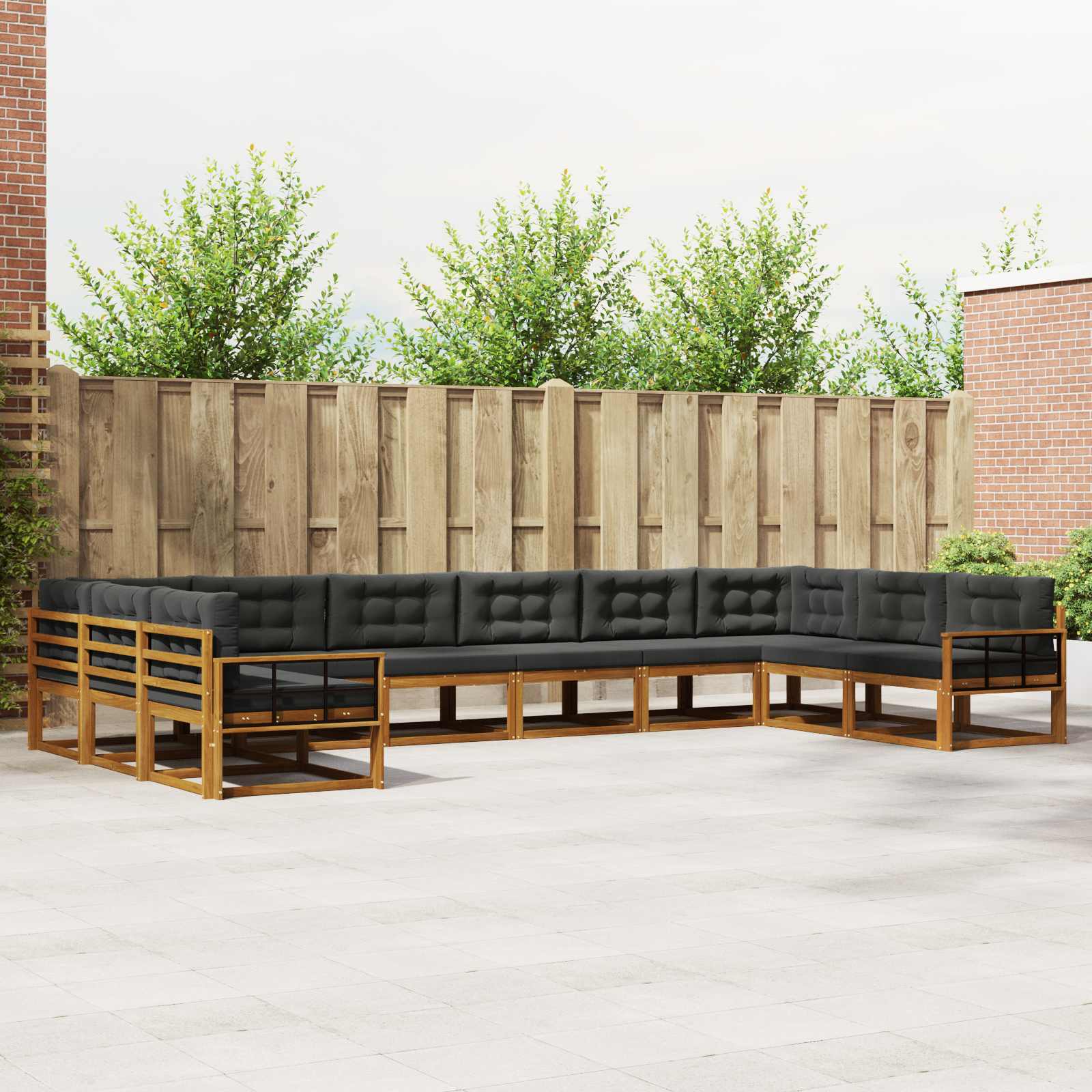Set vanjskih sofa s jastukom 10 pcs Prirodna i antracit