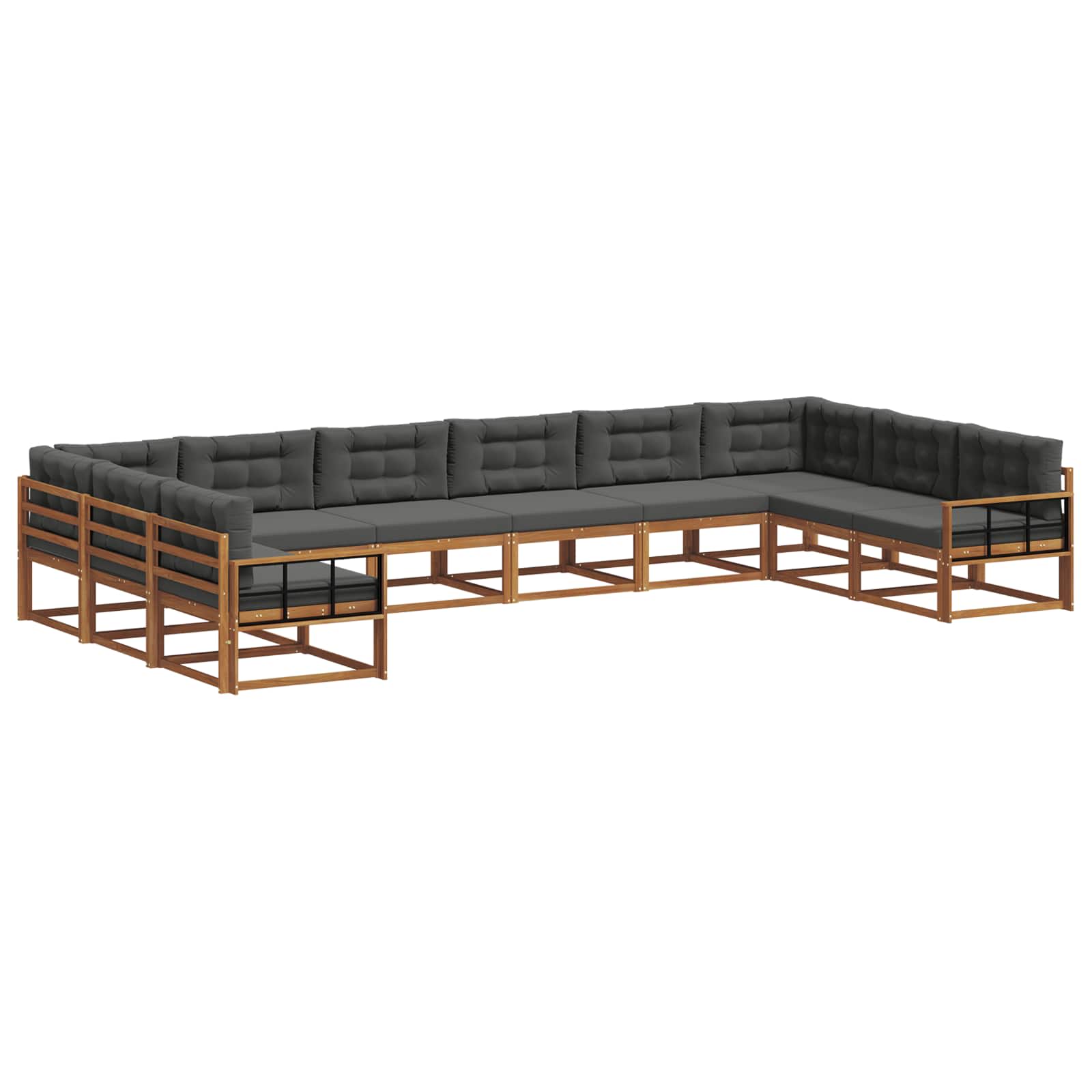 Set vanjskih sofa s jastukom 10 pcs Prirodna i antracit