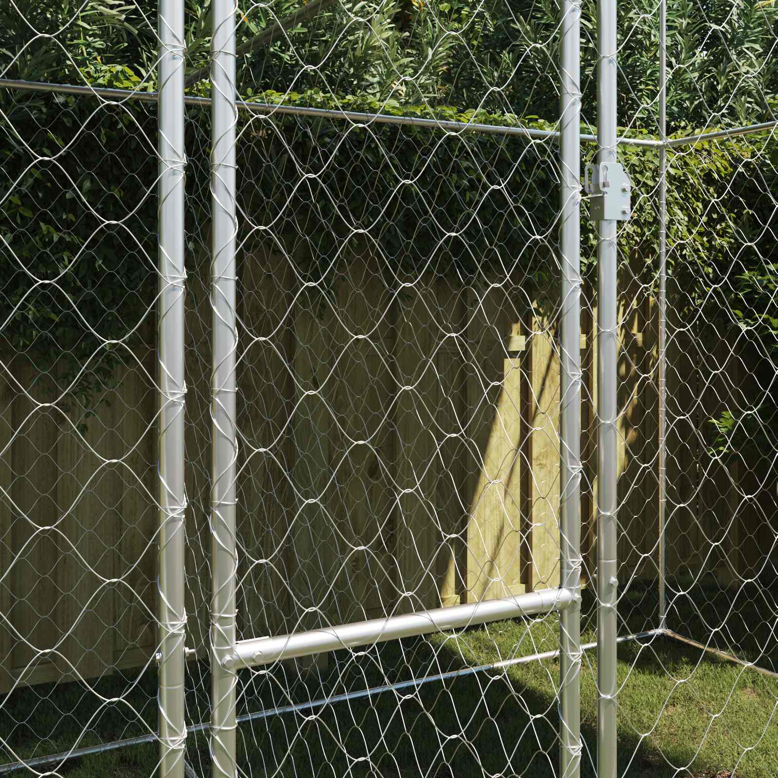 Kavez za psa s krovom Srebrno 400 x 200 x 256 cm Čelik i PE