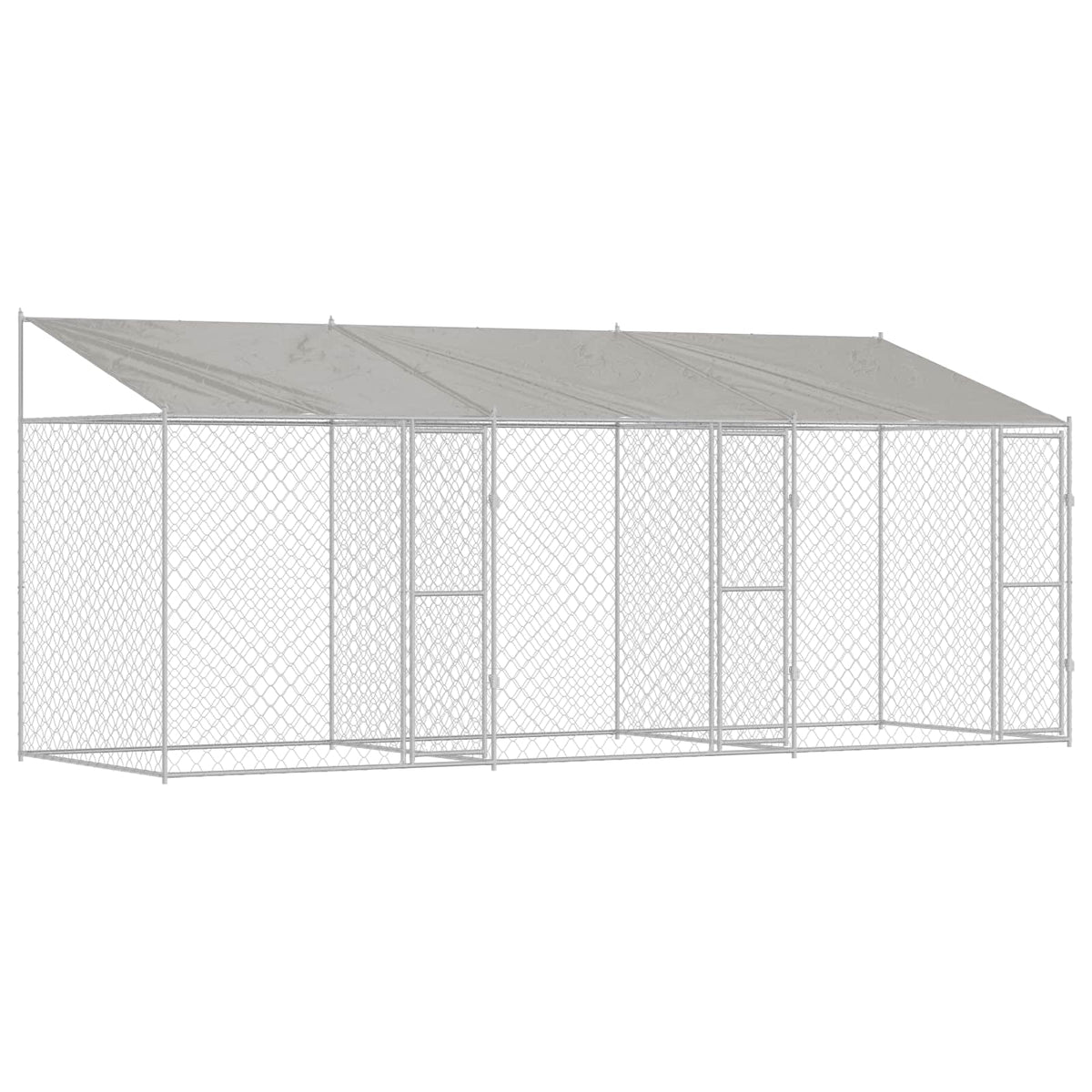 Kavez za psa s krovom Srebrno 600 x 200 x 256 cm Čelik i PE