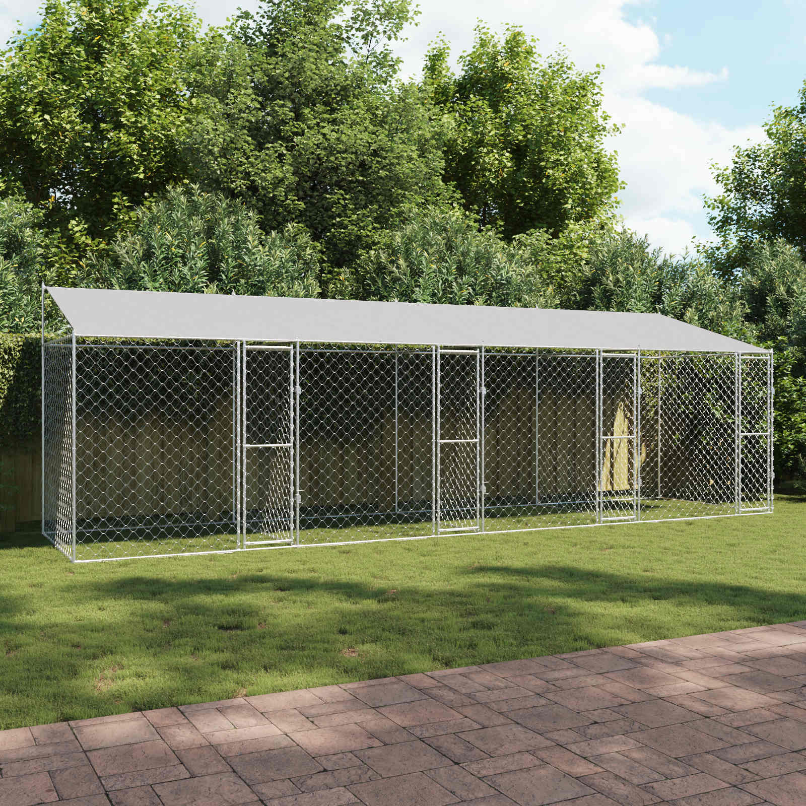 Kavez za psa s krovom Srebrno 800 x 200 x 256 cm Čelik i PE