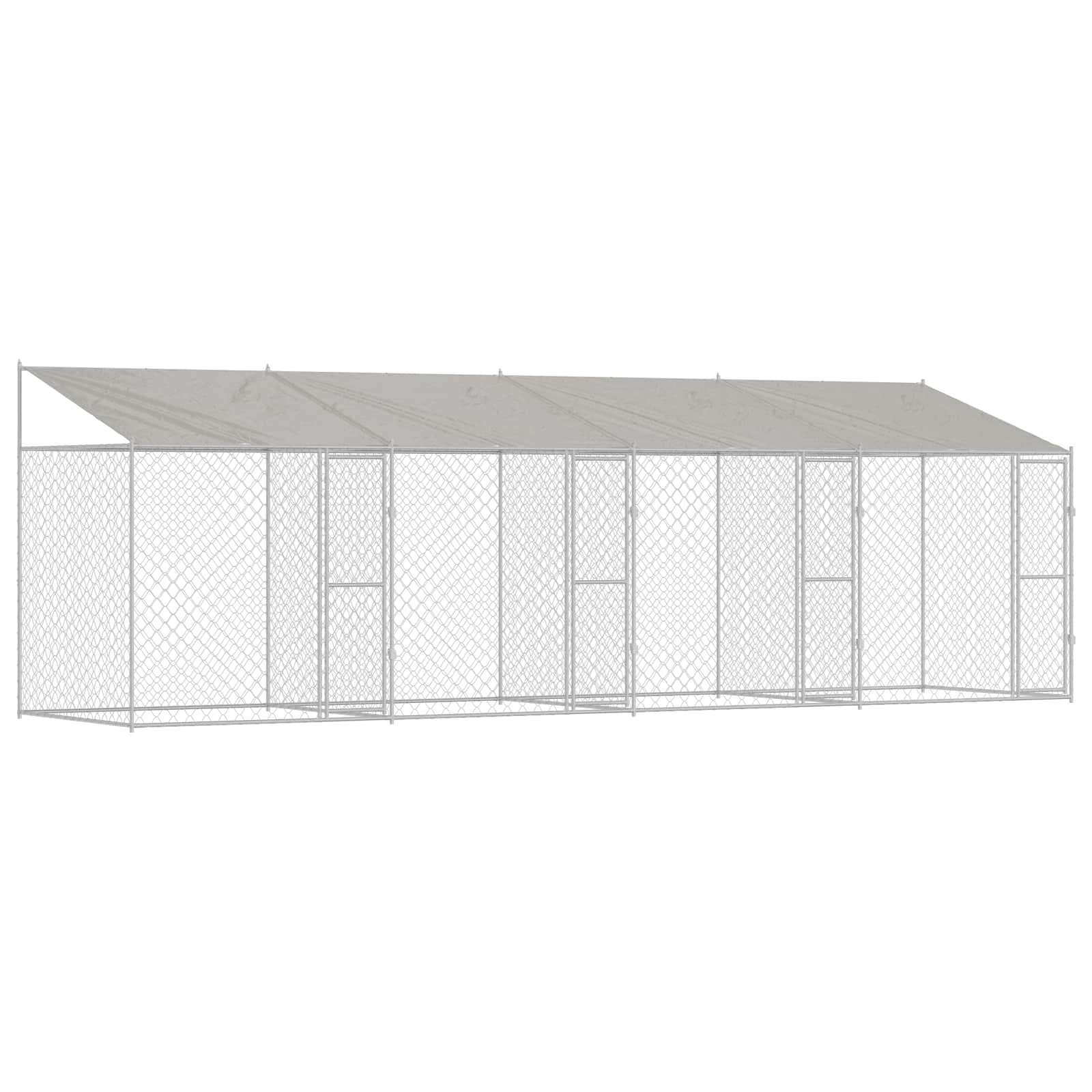 Kavez za psa s krovom Srebrno 800 x 200 x 256 cm Čelik i PE