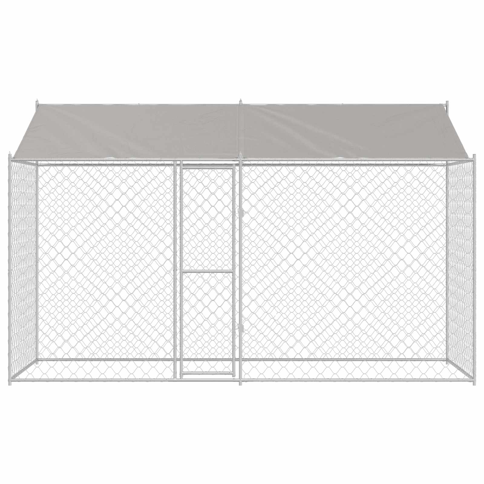 Kavez za psa s krovom Srebrno 400 x 200 x 256 cm Čelik i PE