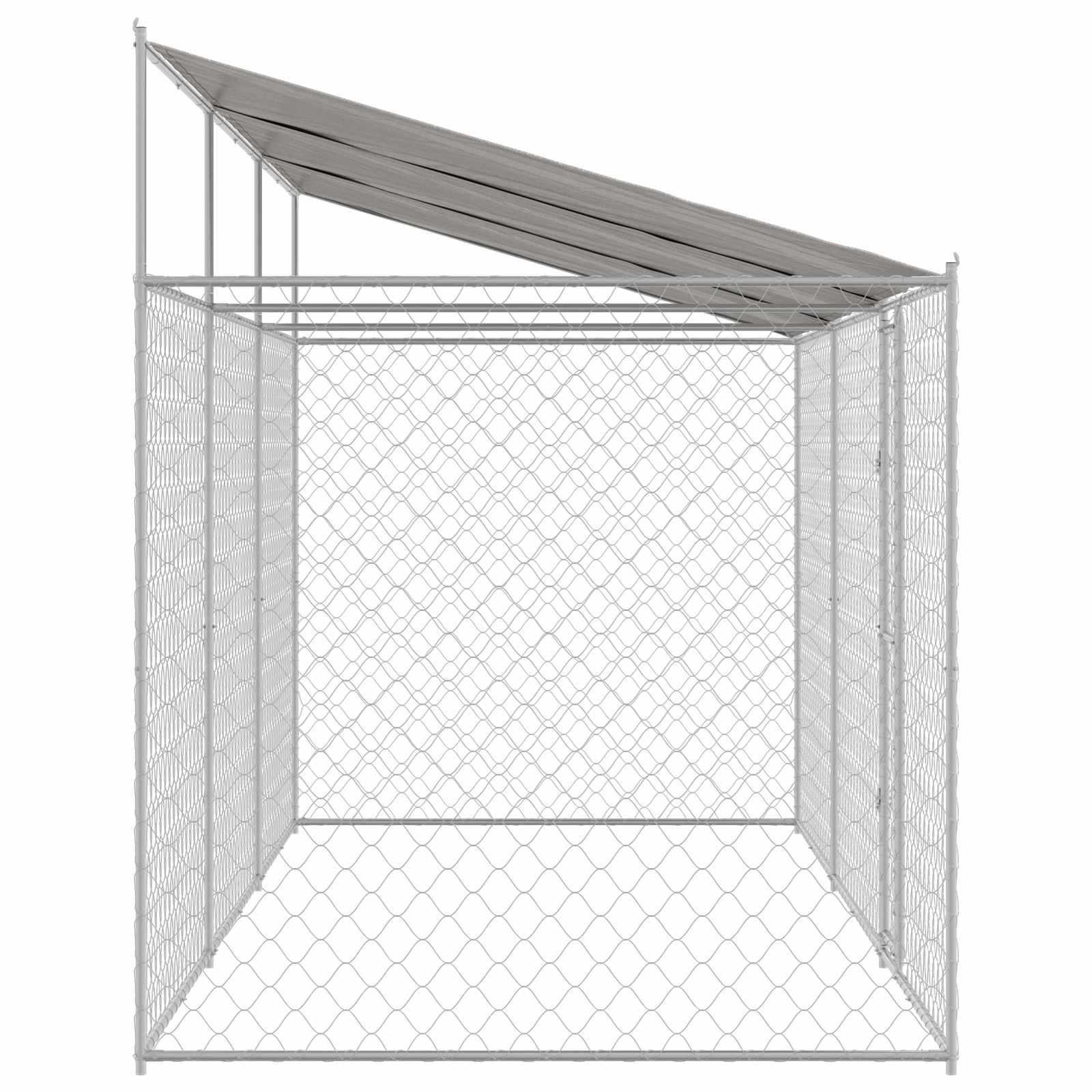 Kavez za psa s krovom Srebrno 600 x 200 x 256 cm Čelik i PE