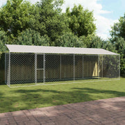 Kavez za psa s krovom Srebrno 800 x 200 x 256 cm Čelik i PE