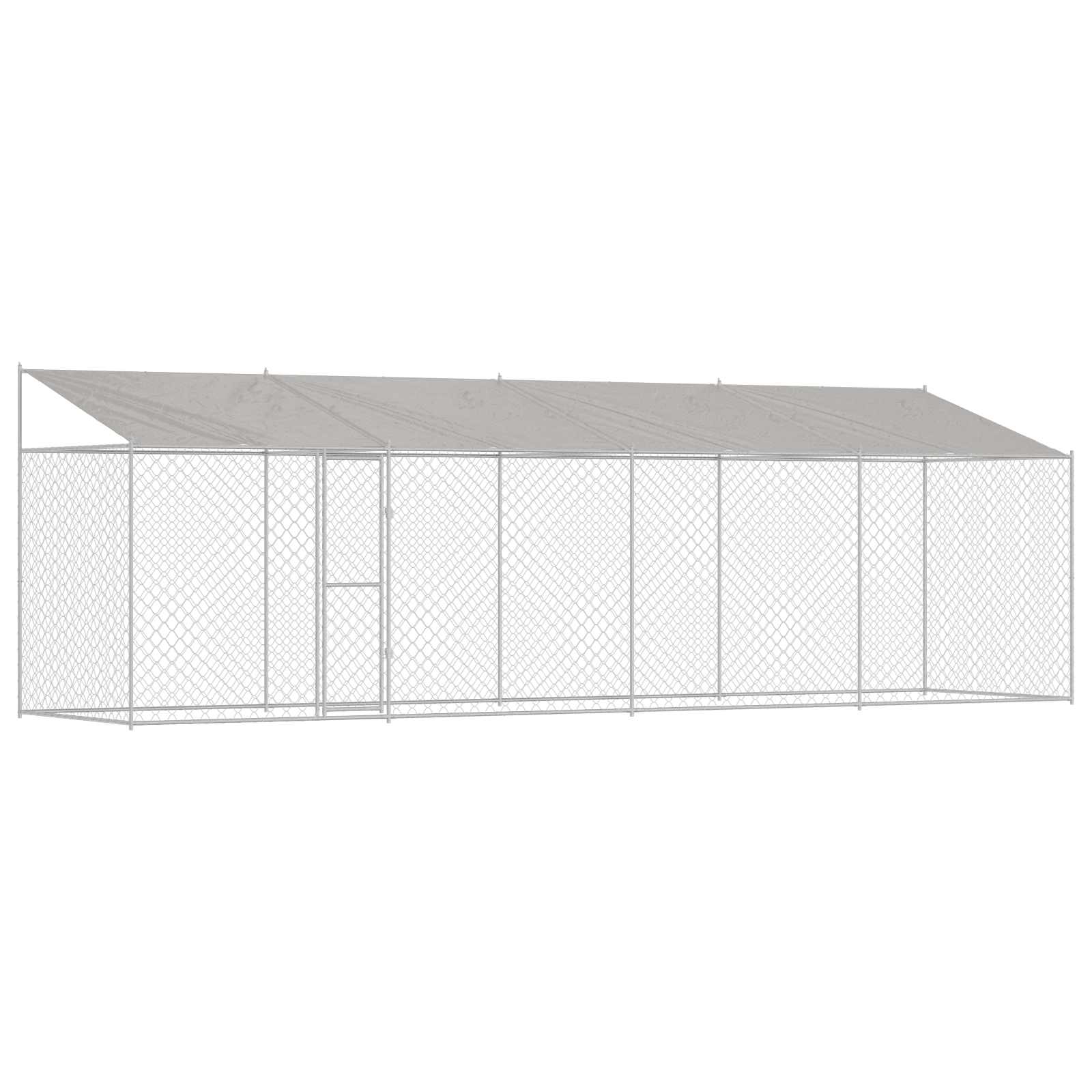 Kavez za psa s krovom Srebrno 800 x 200 x 256 cm Čelik i PE