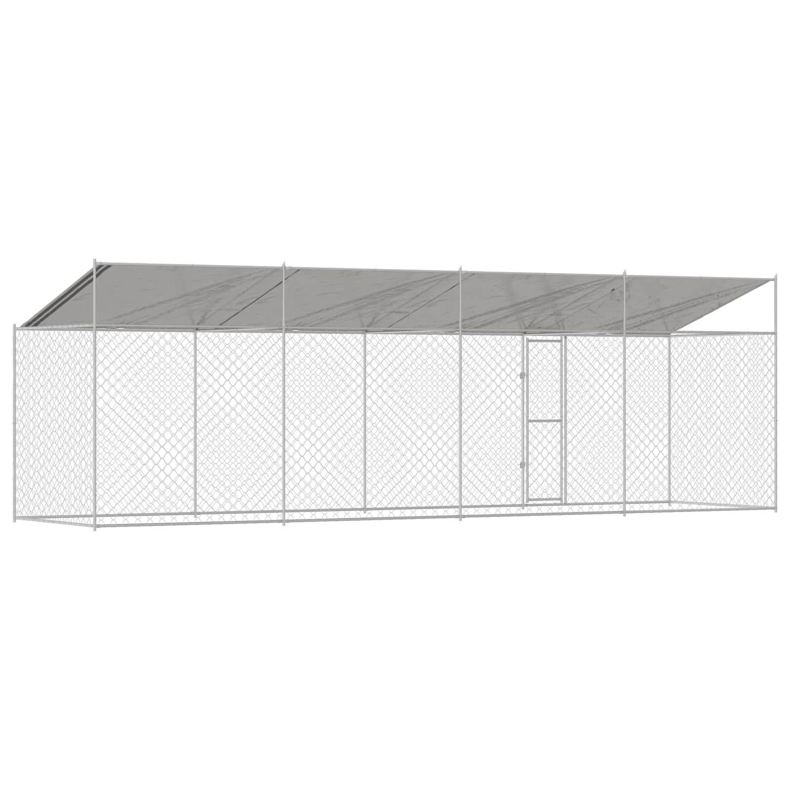 Kavez za psa s krovom Srebrno 800 x 200 x 256 cm Čelik i PE