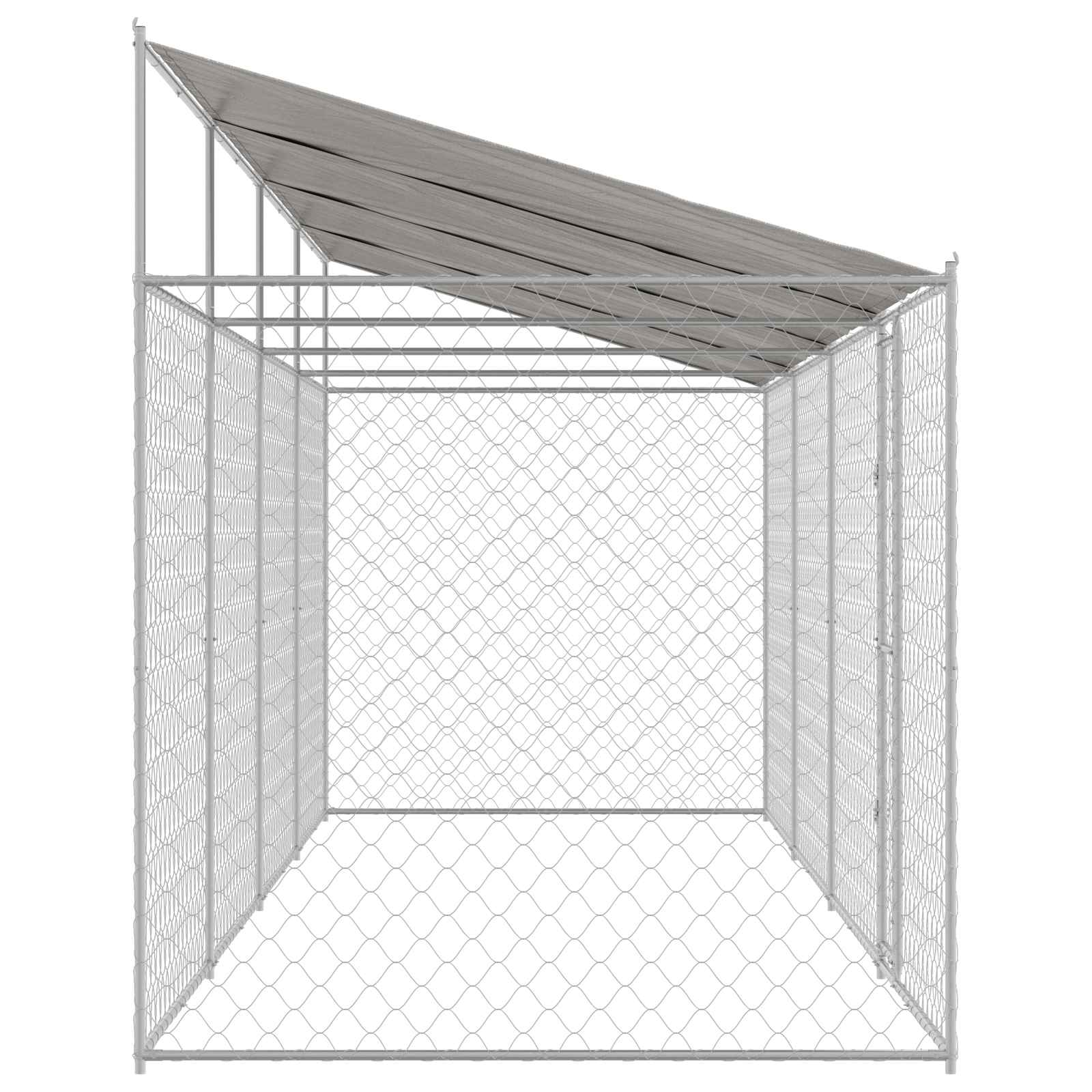 Kavez za psa s krovom Srebrno 800 x 200 x 256 cm Čelik i PE