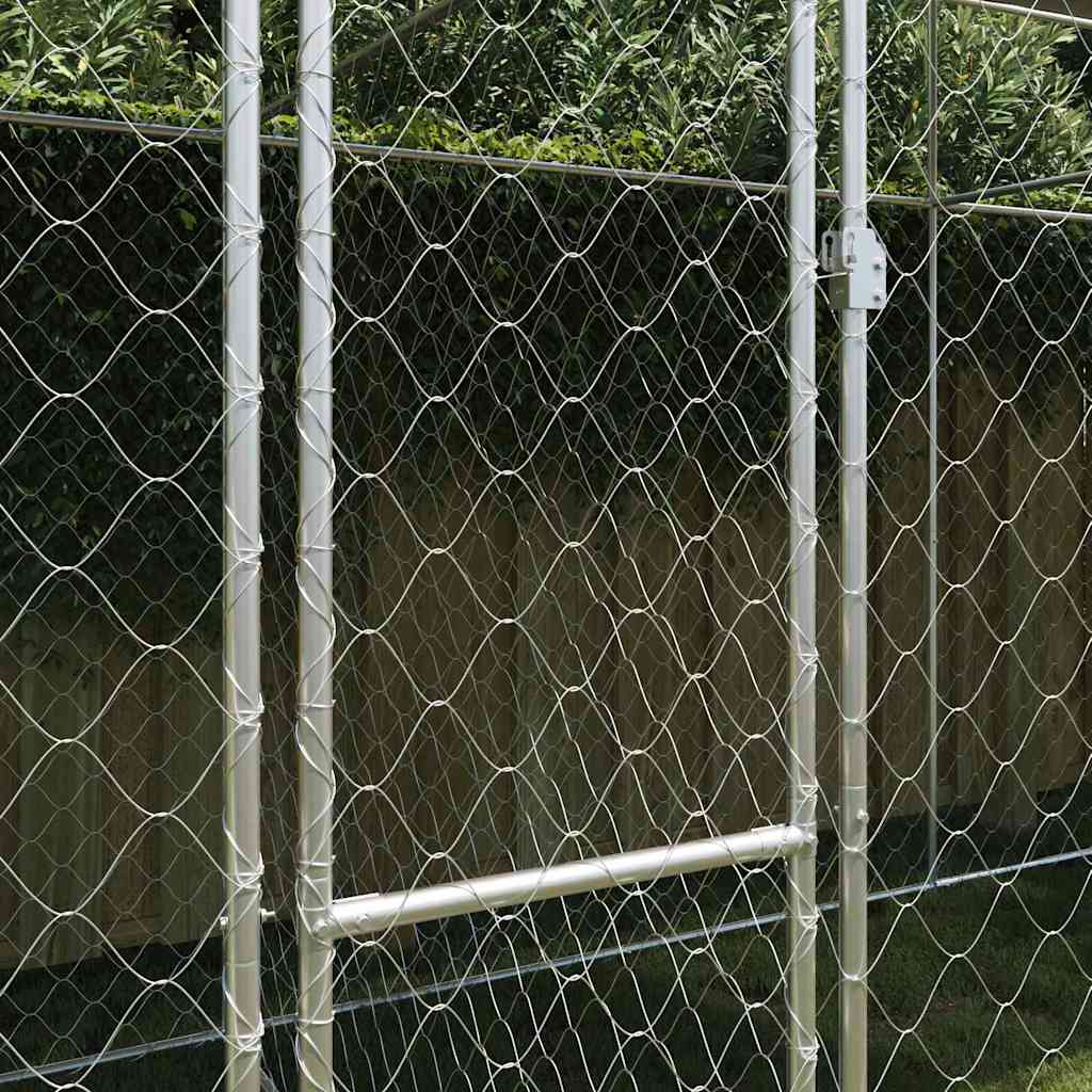 Kavez za psa s krovom Srebrno 600 x 200 x 256 cm Čelik i PE