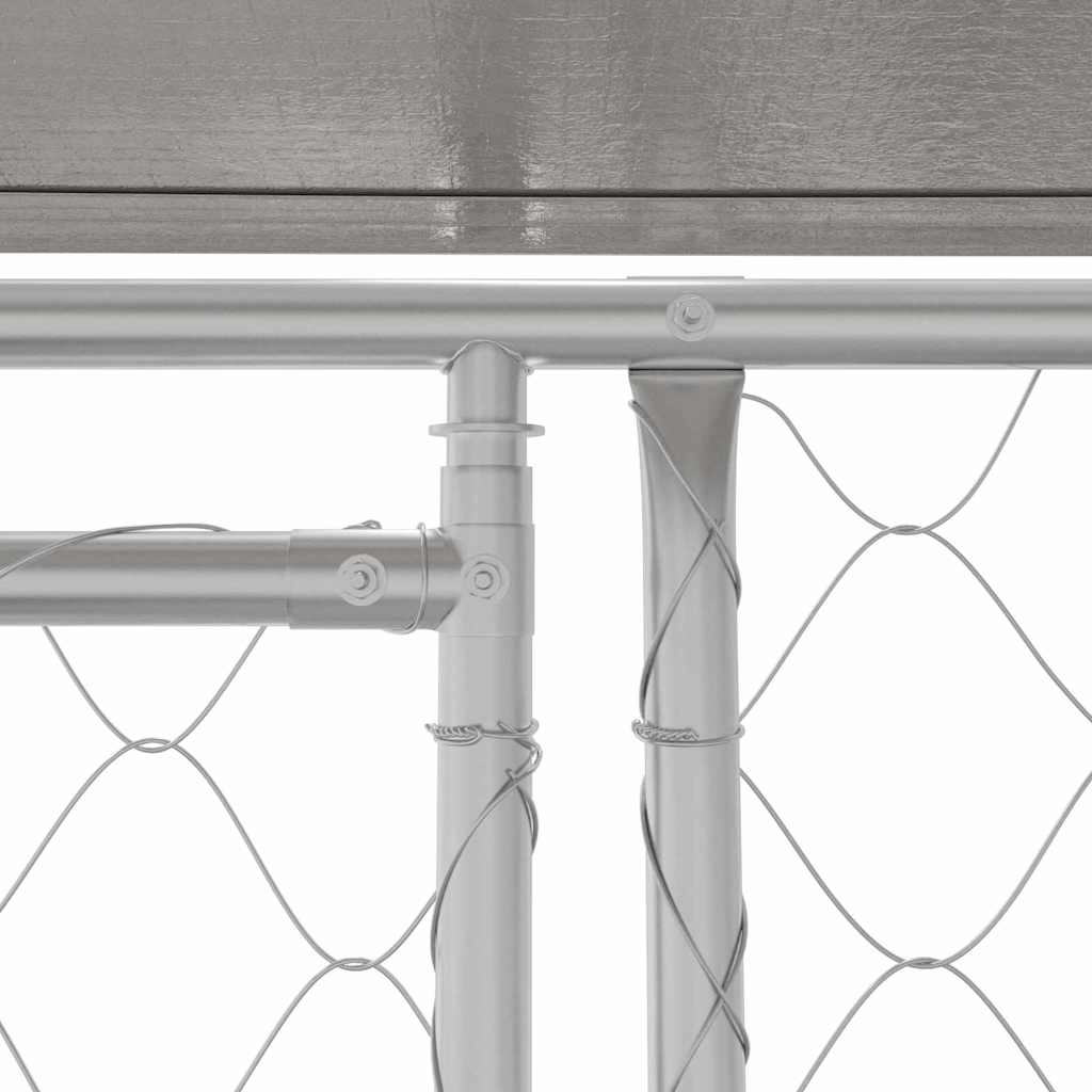 Kavez za psa s krovom Srebrno 800 x 200 x 256 cm Čelik i PE