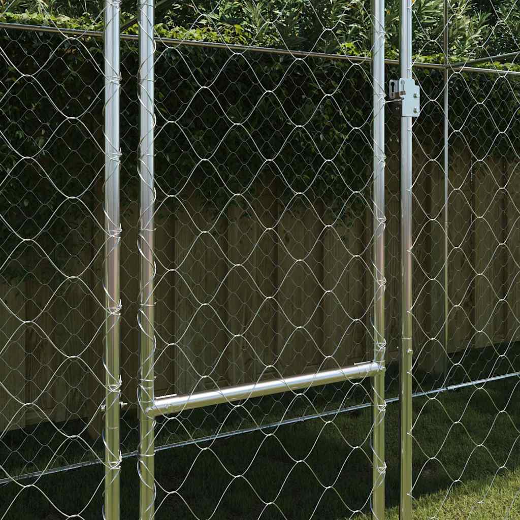Kavez za psa s krovom Srebrno 800 x 200 x 256 cm Čelik i PE