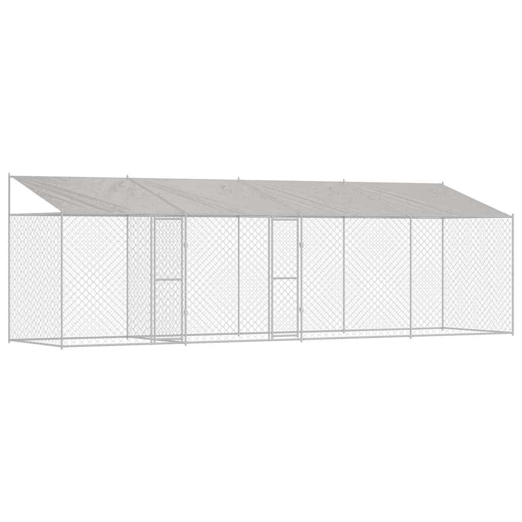 Kavez za psa s krovom Srebrno 800 x 200 x 256 cm Čelik i PE