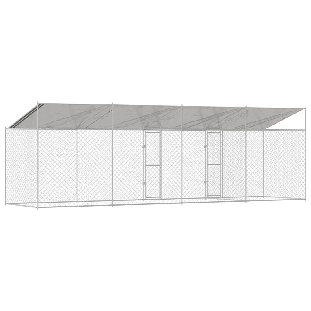 Kavez za psa s krovom Srebrno 800 x 200 x 256 cm Čelik i PE