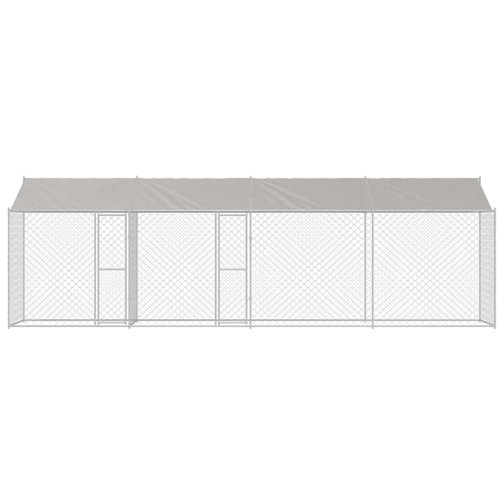 Kavez za psa s krovom Srebrno 800 x 200 x 256 cm Čelik i PE