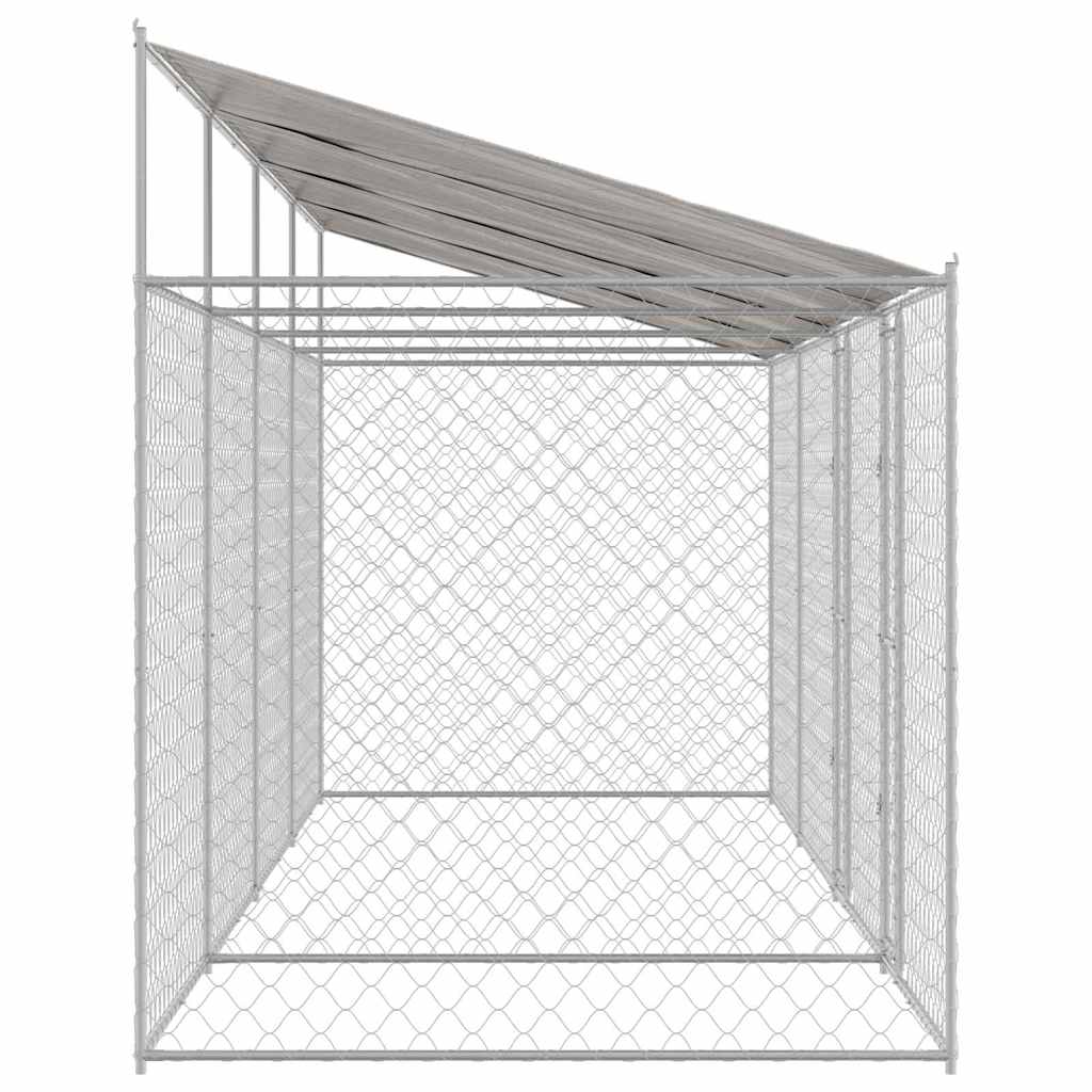 Kavez za psa s krovom Srebrno 800 x 200 x 256 cm Čelik i PE
