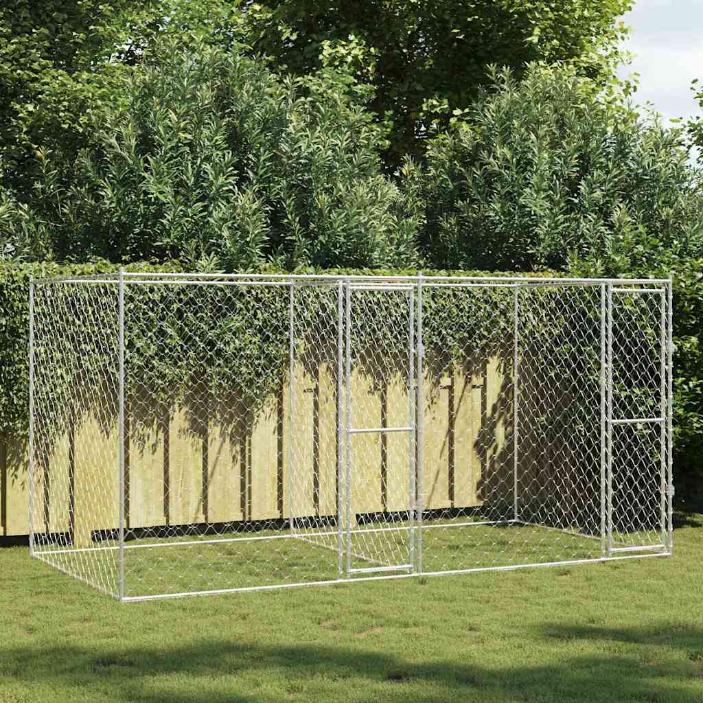 Kavez za pse Srebrno 400 x 200 x 200 cm Cinkani čelik