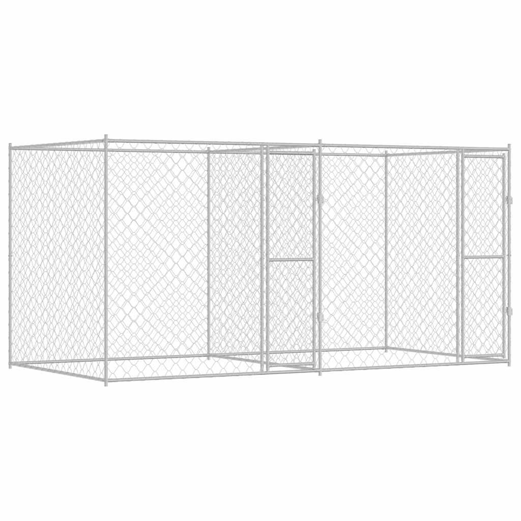 Kavez za pse Srebrno 400 x 200 x 200 cm Cinkani čelik