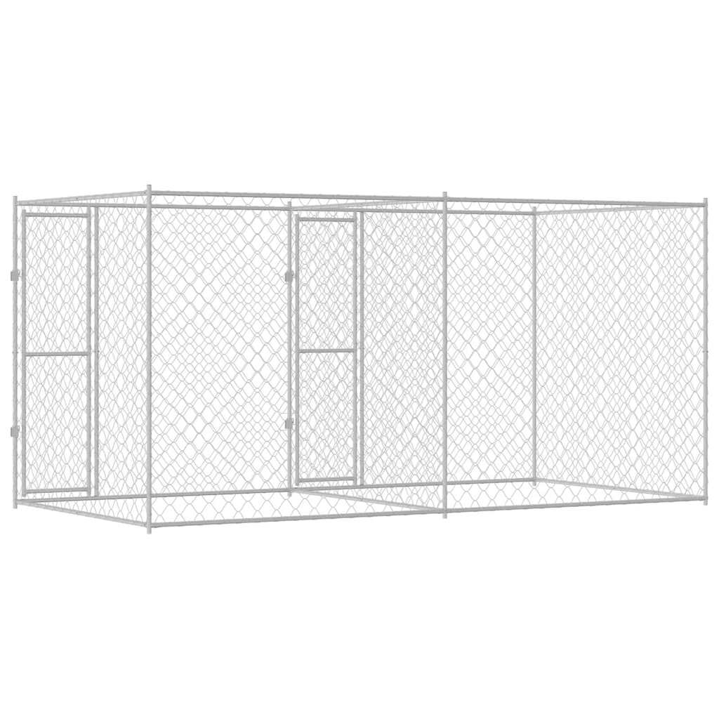 Kavez za pse Srebrno 400 x 200 x 200 cm Cinkani čelik